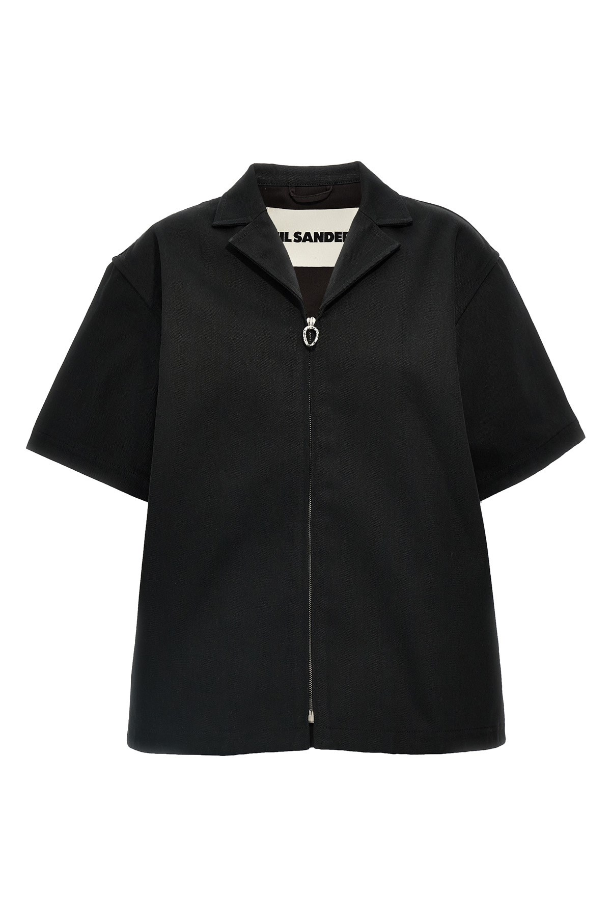 Jil Sander Short Sleeve Denim Shirt With Collared Neck In Black