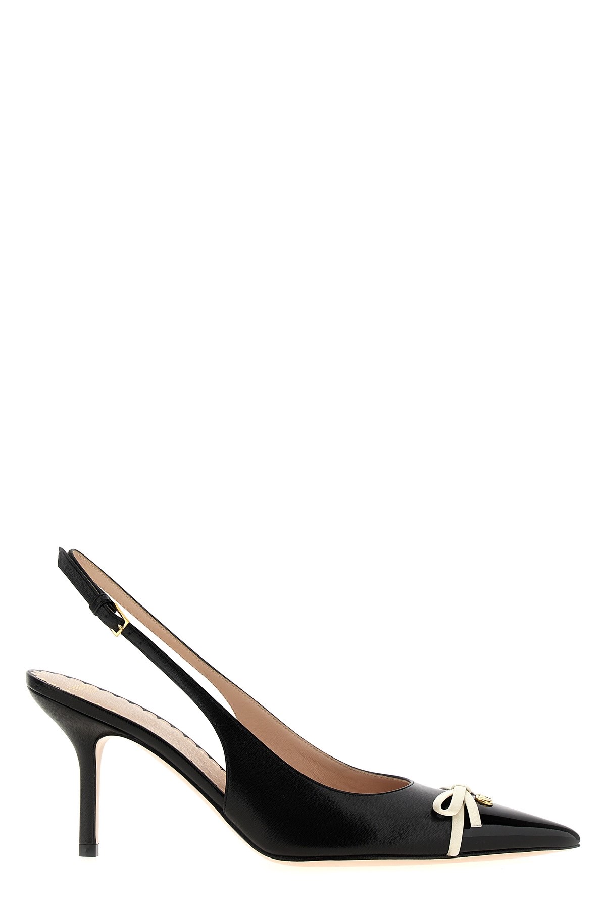 Valentino Garavani Leather Slingback With Patent Leather Toe
