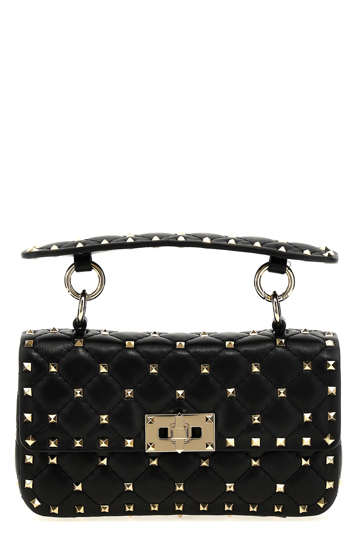 Valentino Mini Spiked Leather Shoulder Handbag In Black