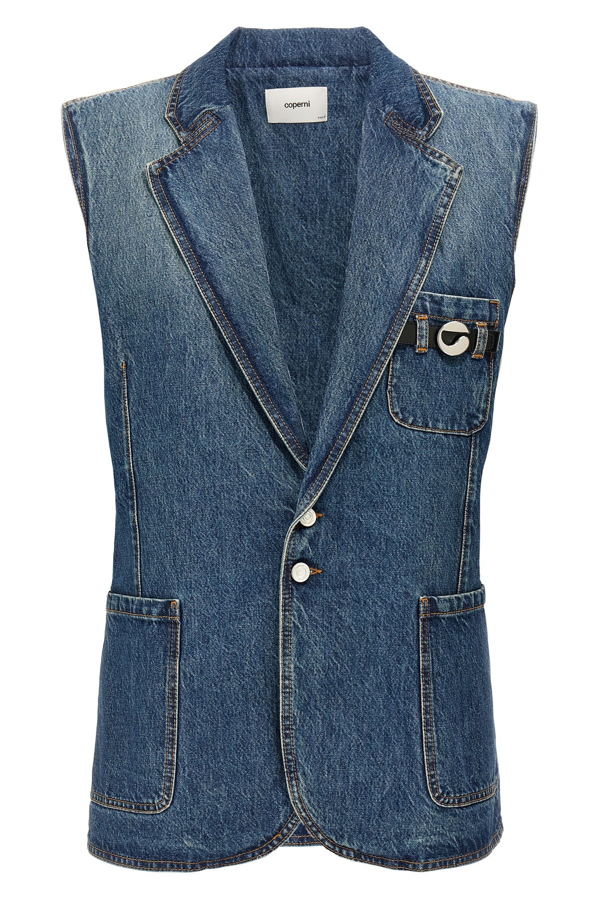 Coperni Vest With Notched Lapels And Pockets In Blue