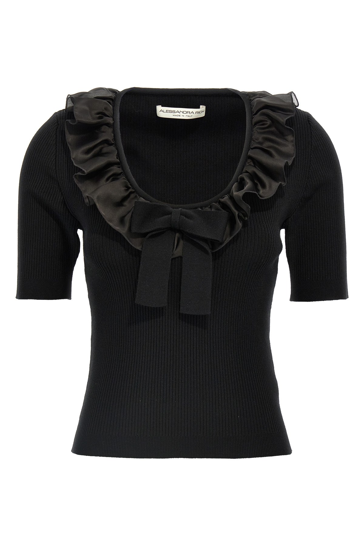 Alessandra Rich T-shirt With Ruffle And Bow Detail