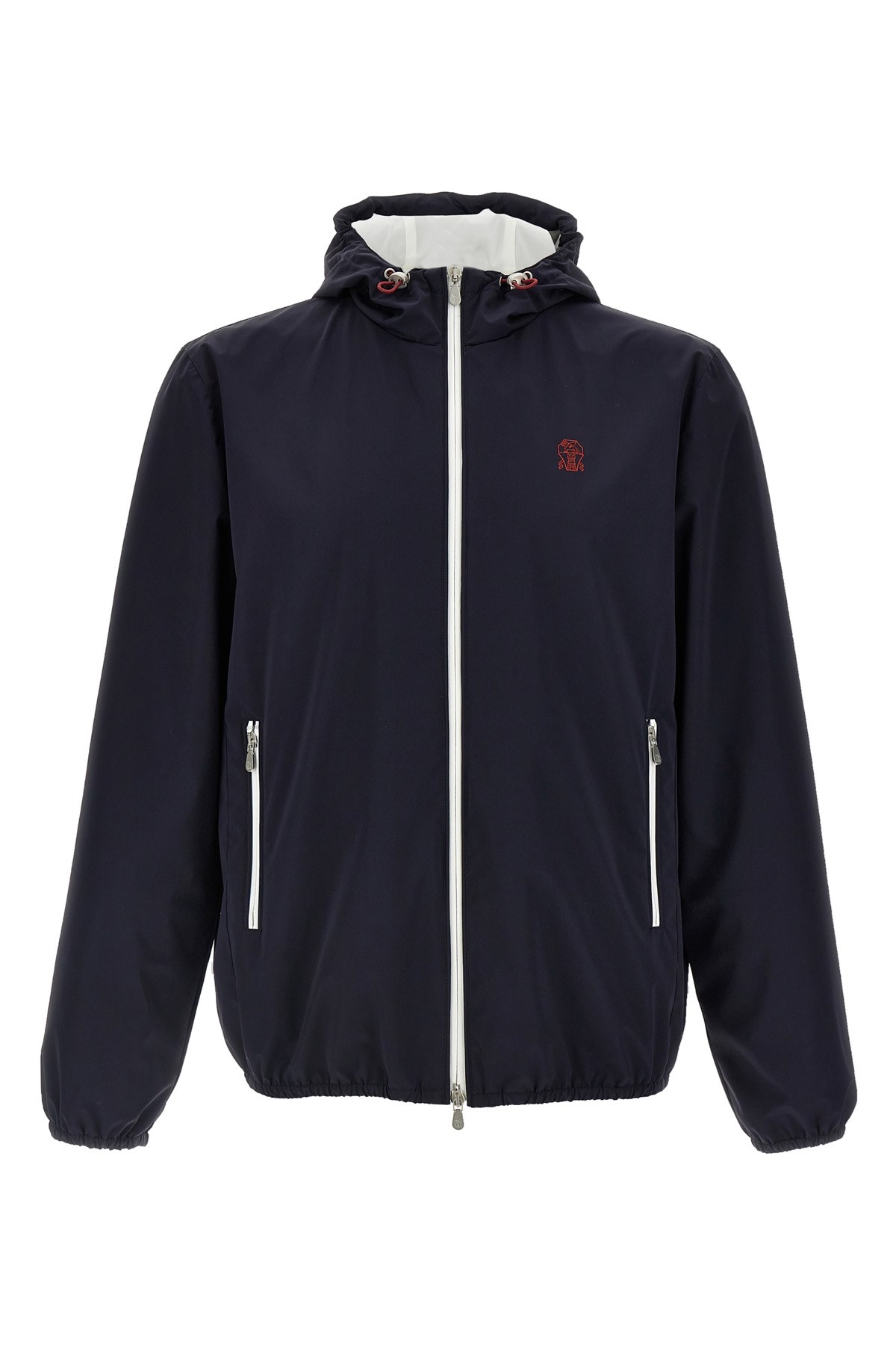 Brunello Cucinelli Membranated Nylon Jacket With Logo And Hood