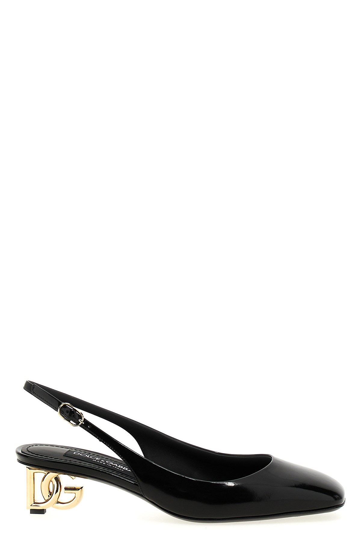 Dolce & Gabbana Black Décolleté With Dg Logo On The Heel