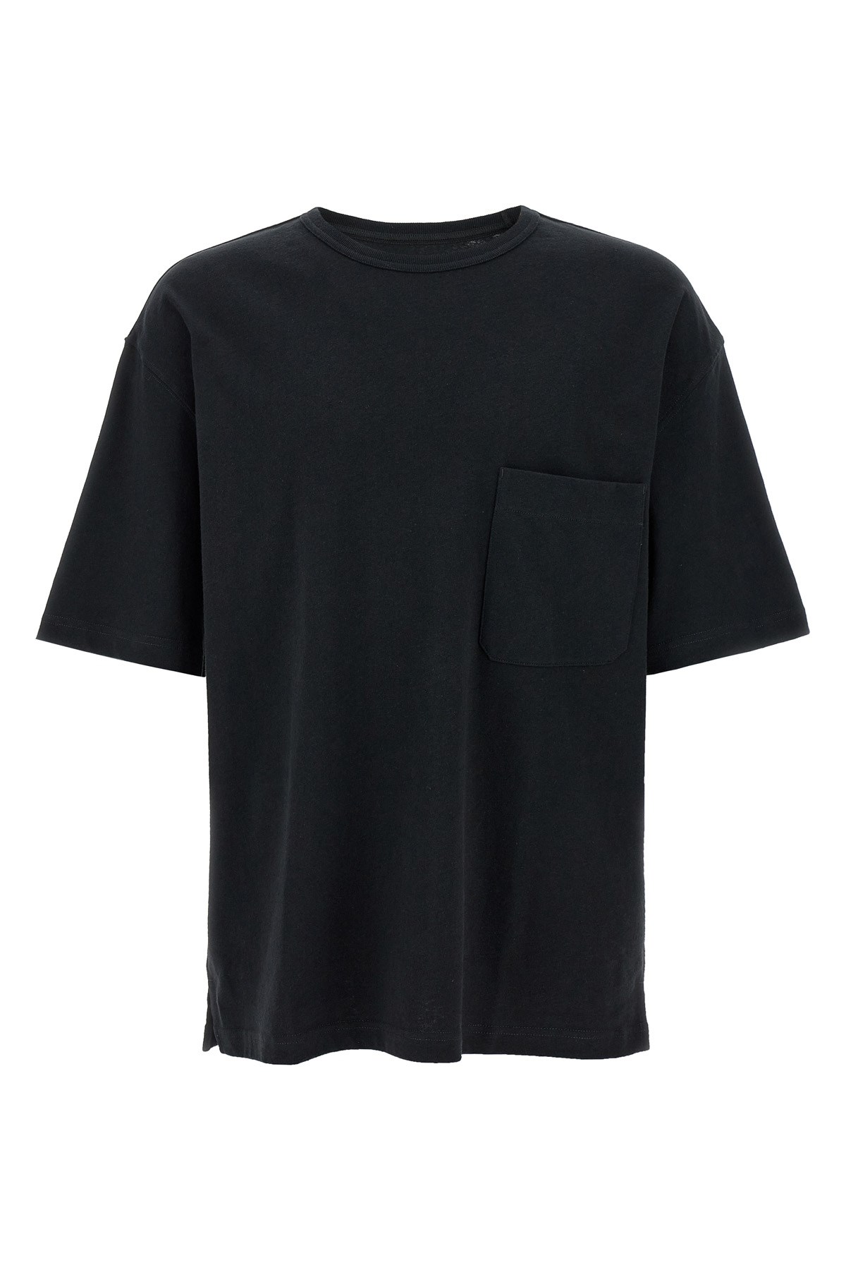 Lemaire Round Neck T-shirt With Short Sleeves And Chest Pocket In Black