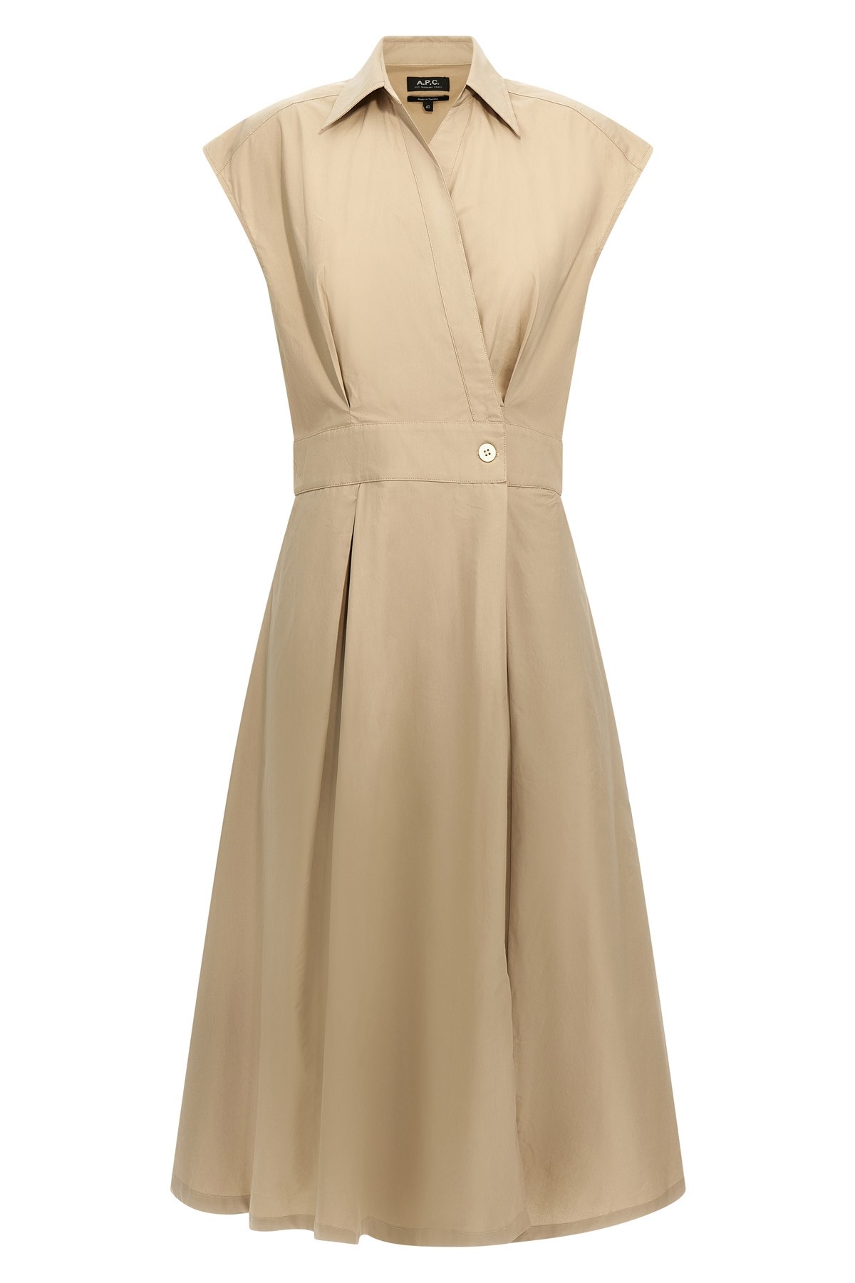 Apc A.p.c. Beige Midi Dress In Cotton