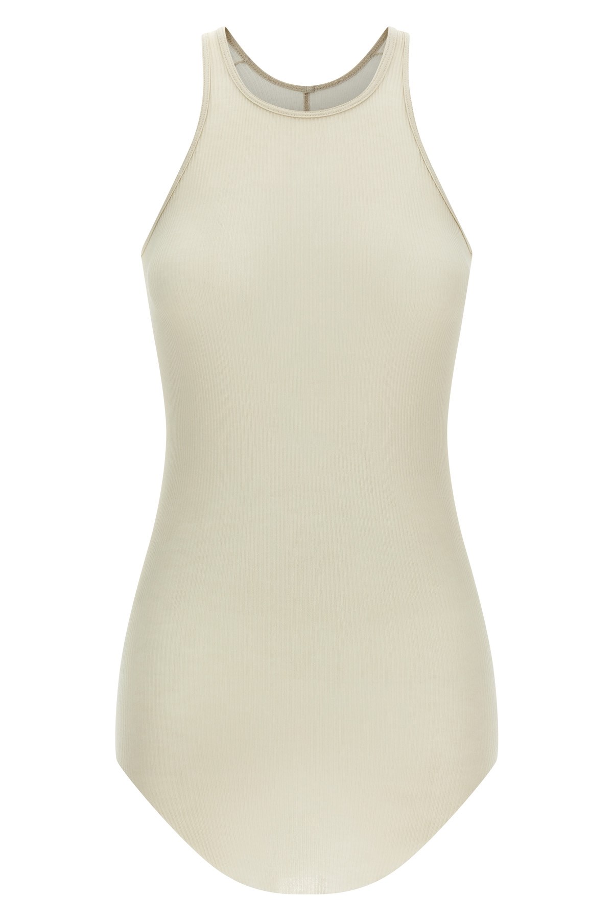 Rick Owens Ribbed Tank Top Tops Beige In Neutral
