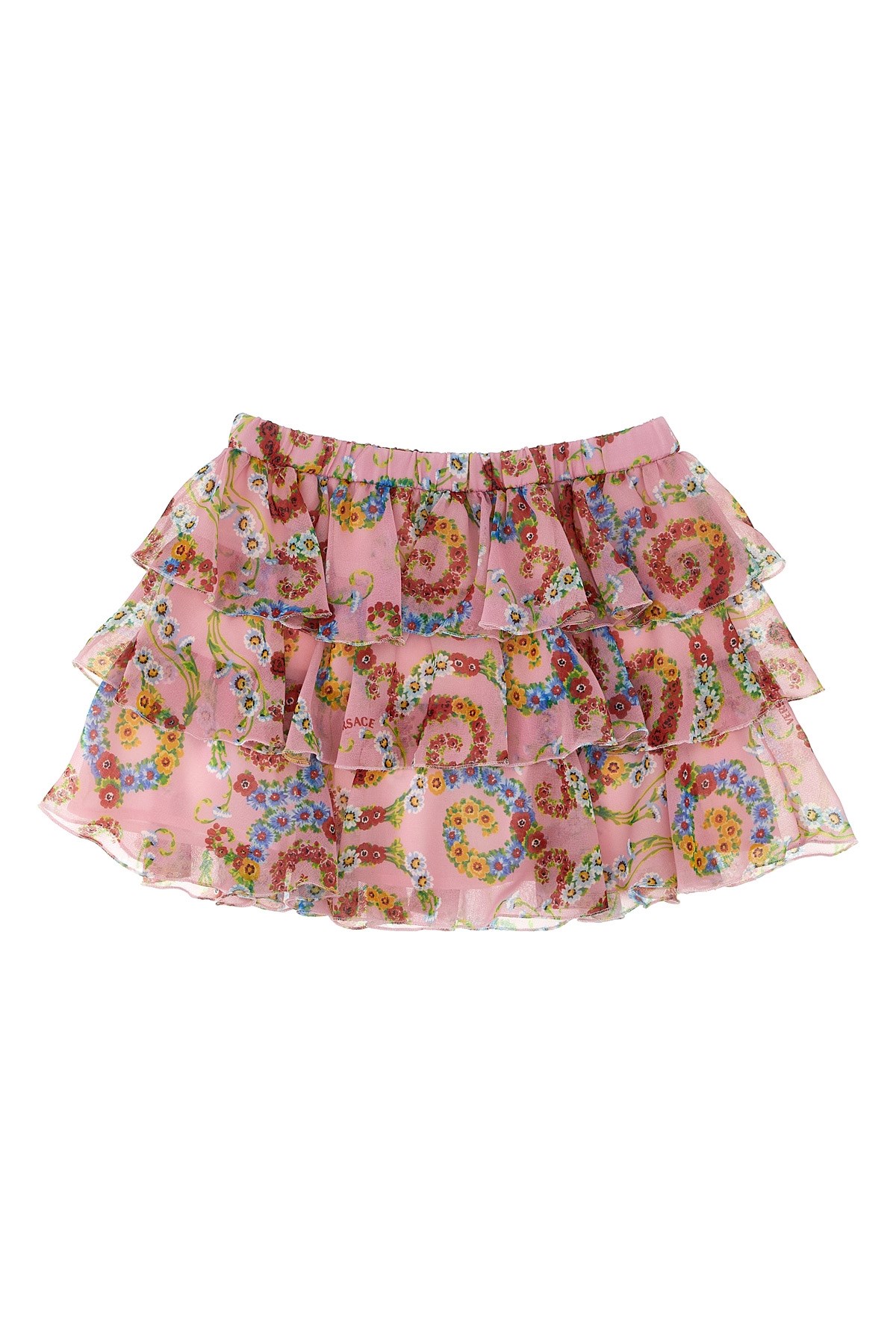 Versace Kids 'geo Poly Barocco Flower' Skirt In Pink