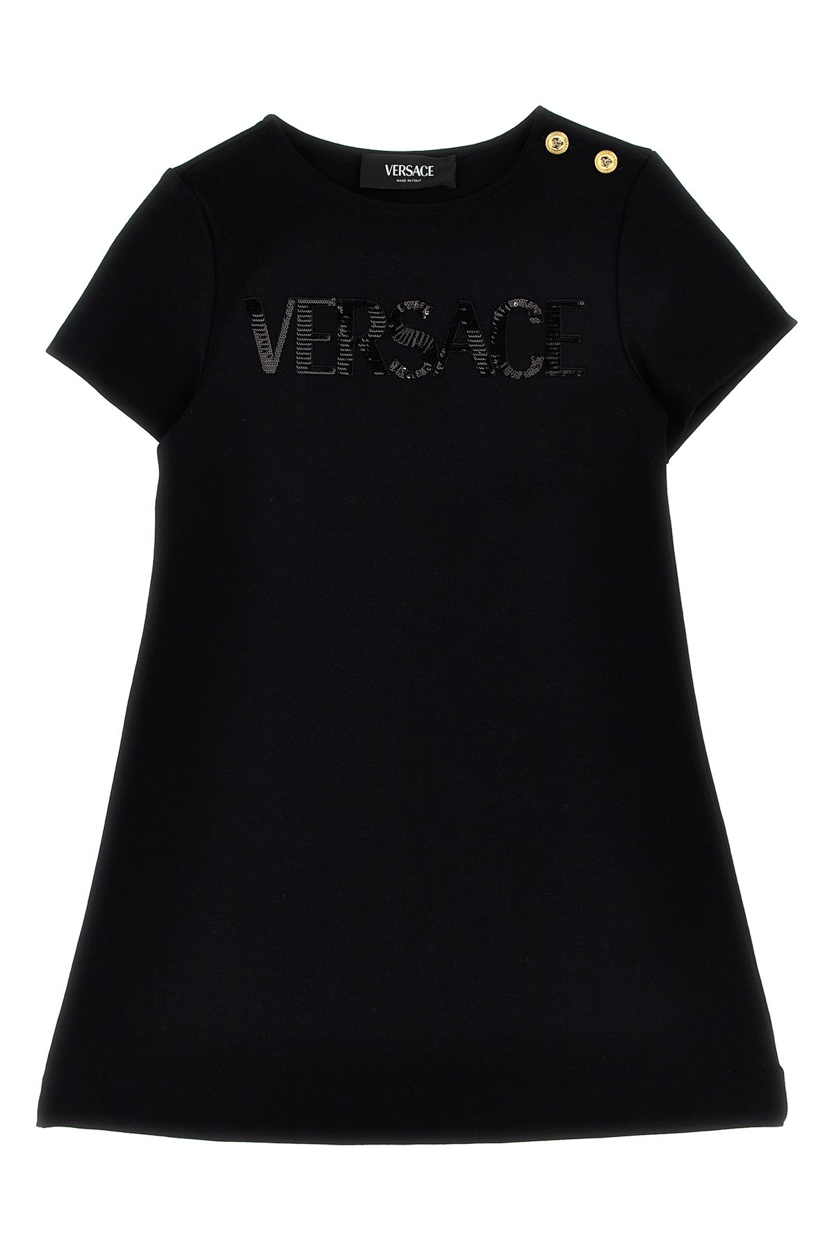 Versace Embellished Viscose Dress In Black