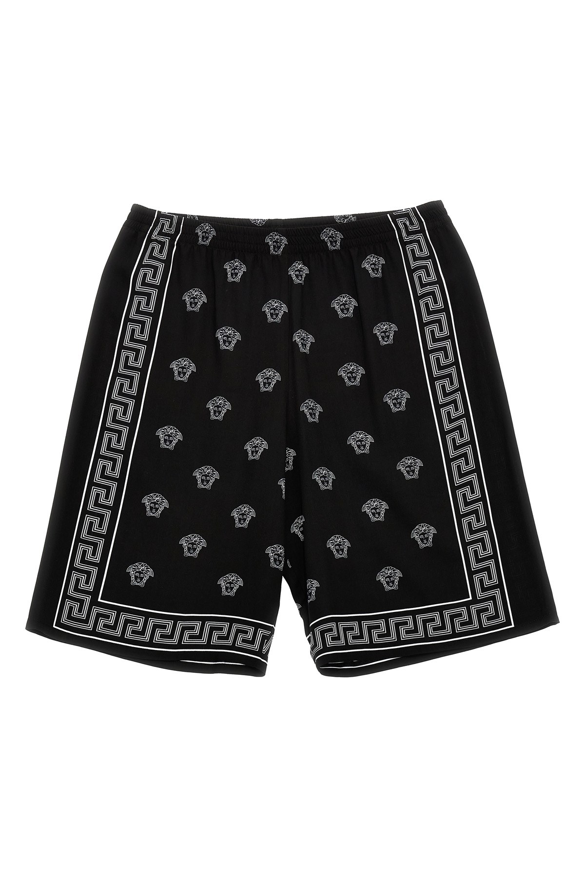 Versace Printed Viscose Shorts In Black