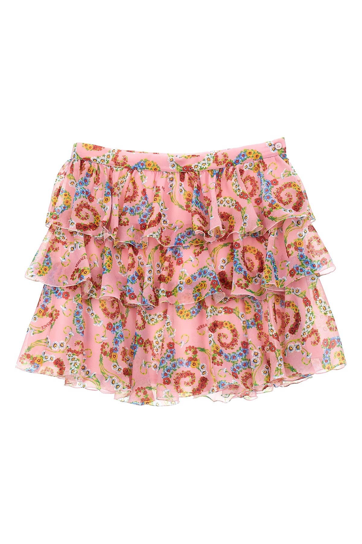 Versace Kids 'geo Poly Barocco Flower' Skirt In Multi