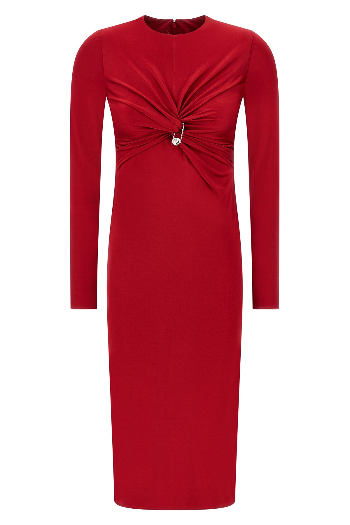 Versace Twisted Safety-pin Long-sleeve Jersey Midi Dress
