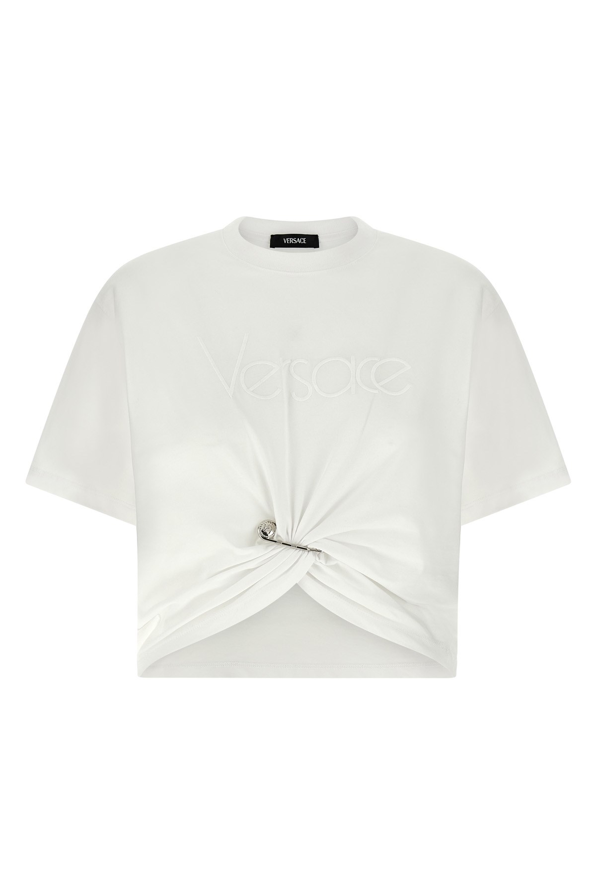 Versace Cotton Logo T-shirt With Ruched Knot Detail