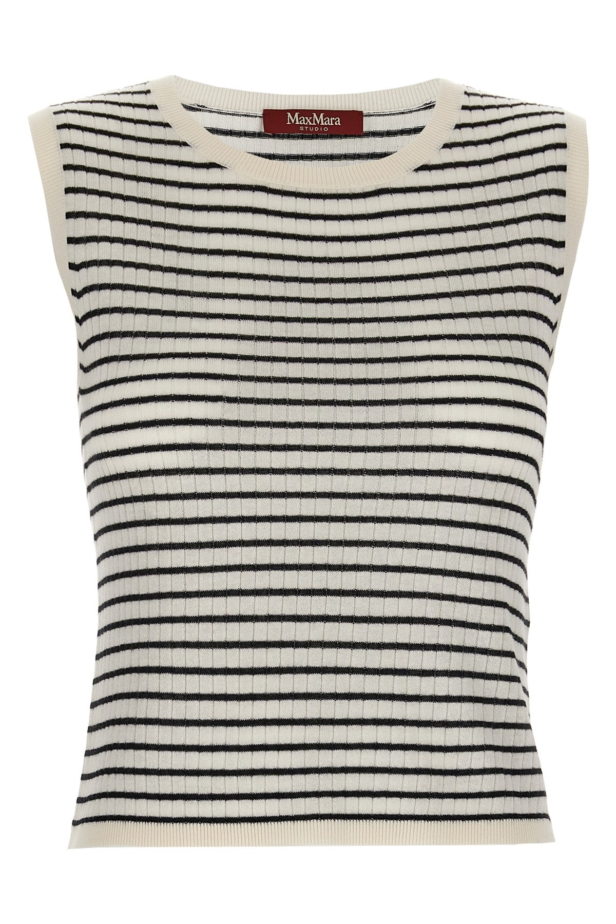 Max Mara Studio Valeria Striped Crewneck Vest