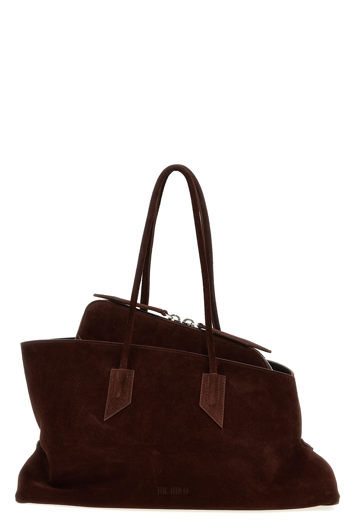 Attico La Passeggiata Brown Shoulder Bag With Two Top Handles In Leather Suede Woman