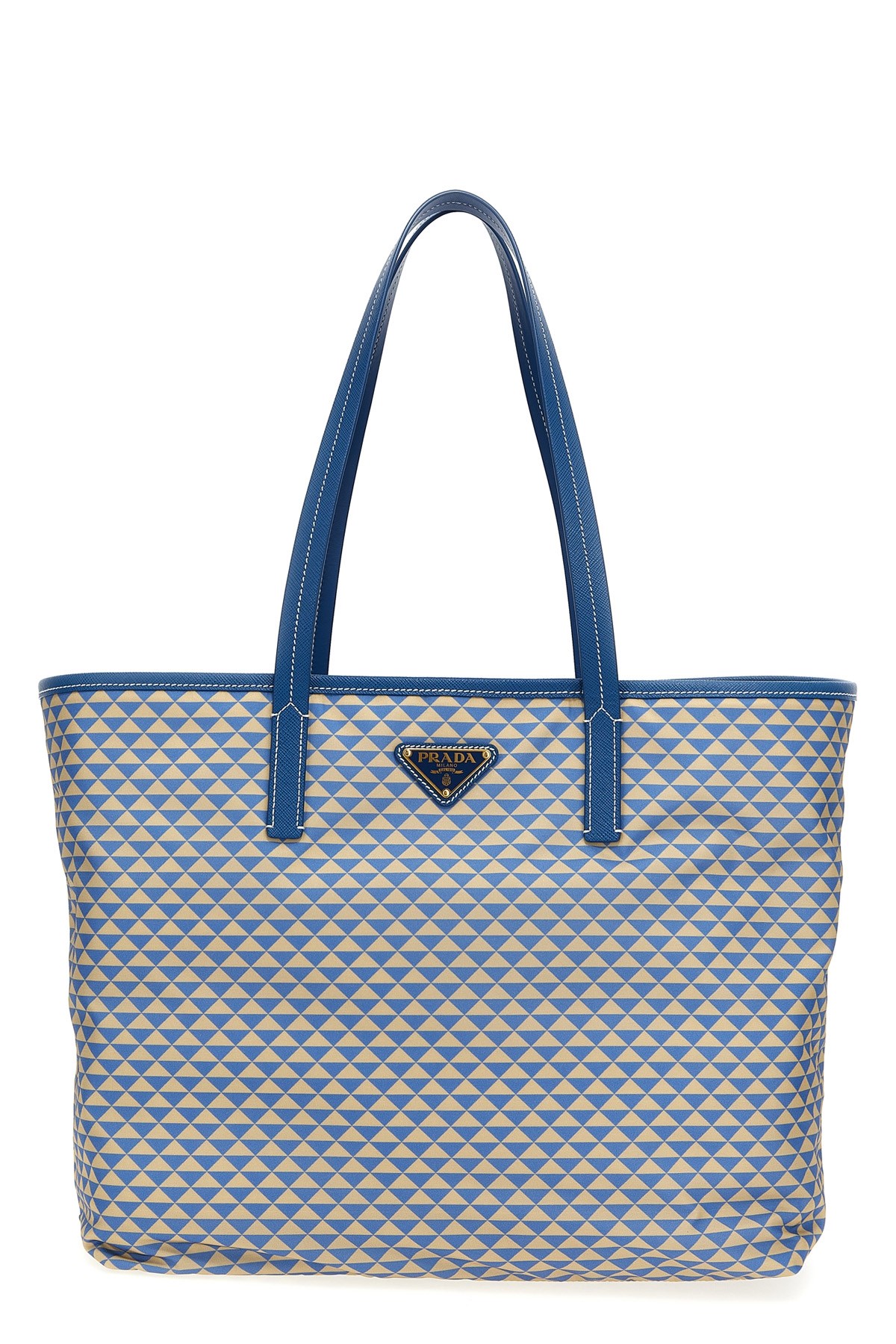 Prada Geometric Diamond Pattern Tote Bag With Signature Logo In Multi