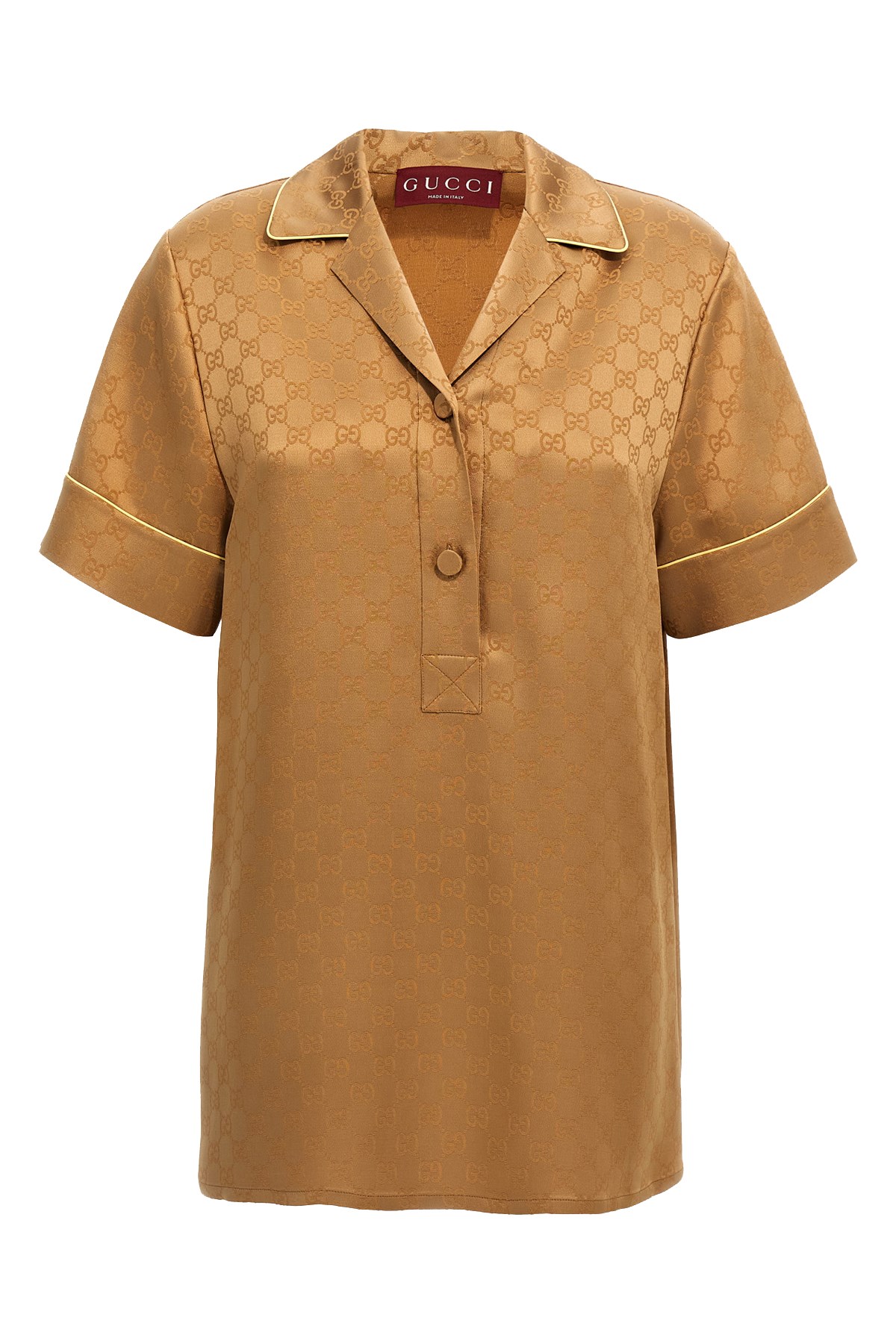 Gucci Monogram Satin Shirt Contrast Piping