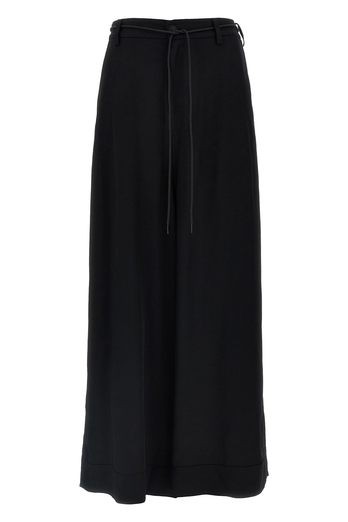 Y-3 Wide Leg Twill Pants With Drawstring Detail