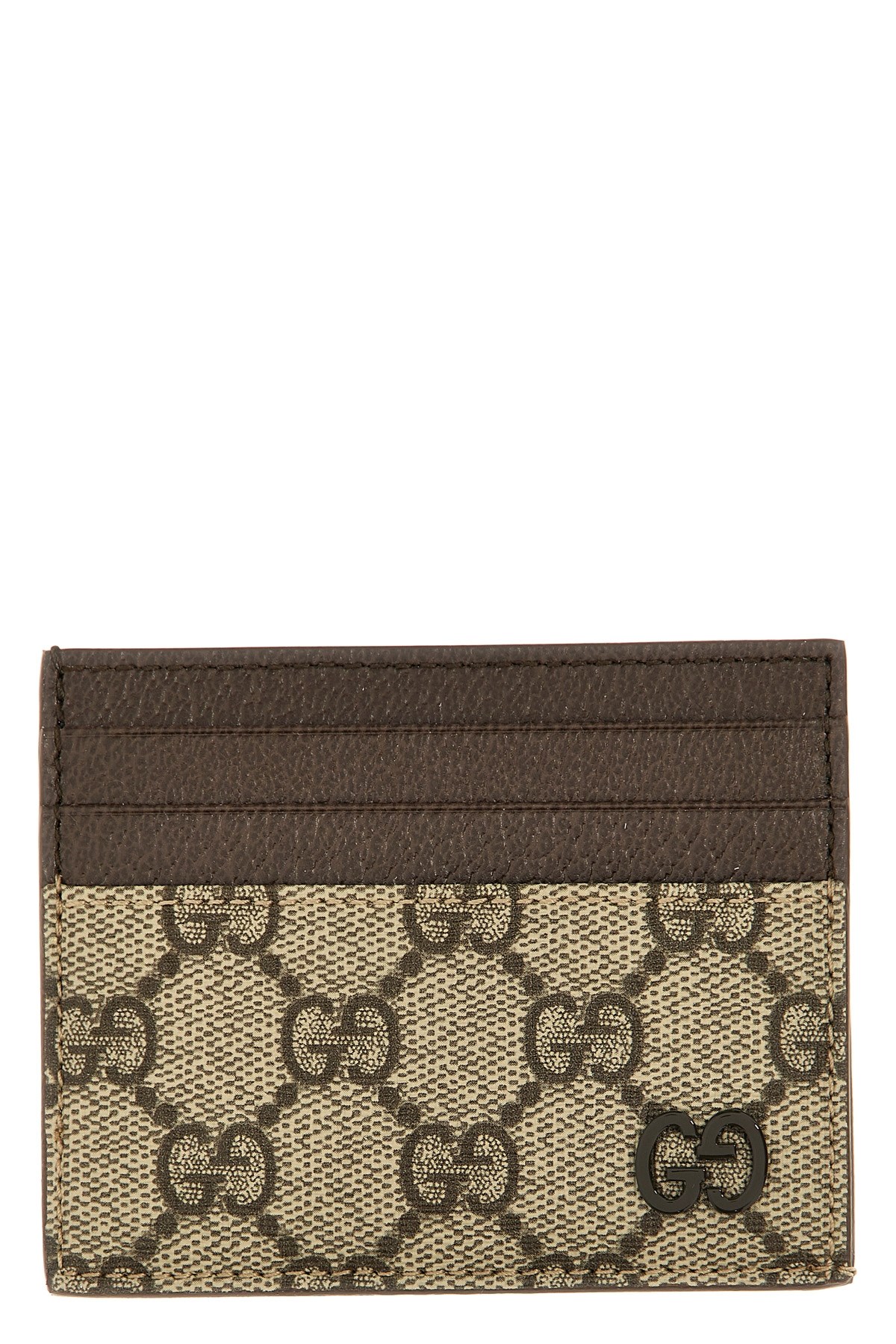 Gucci Men Gg Fabric And Leather Card Holder In Multi