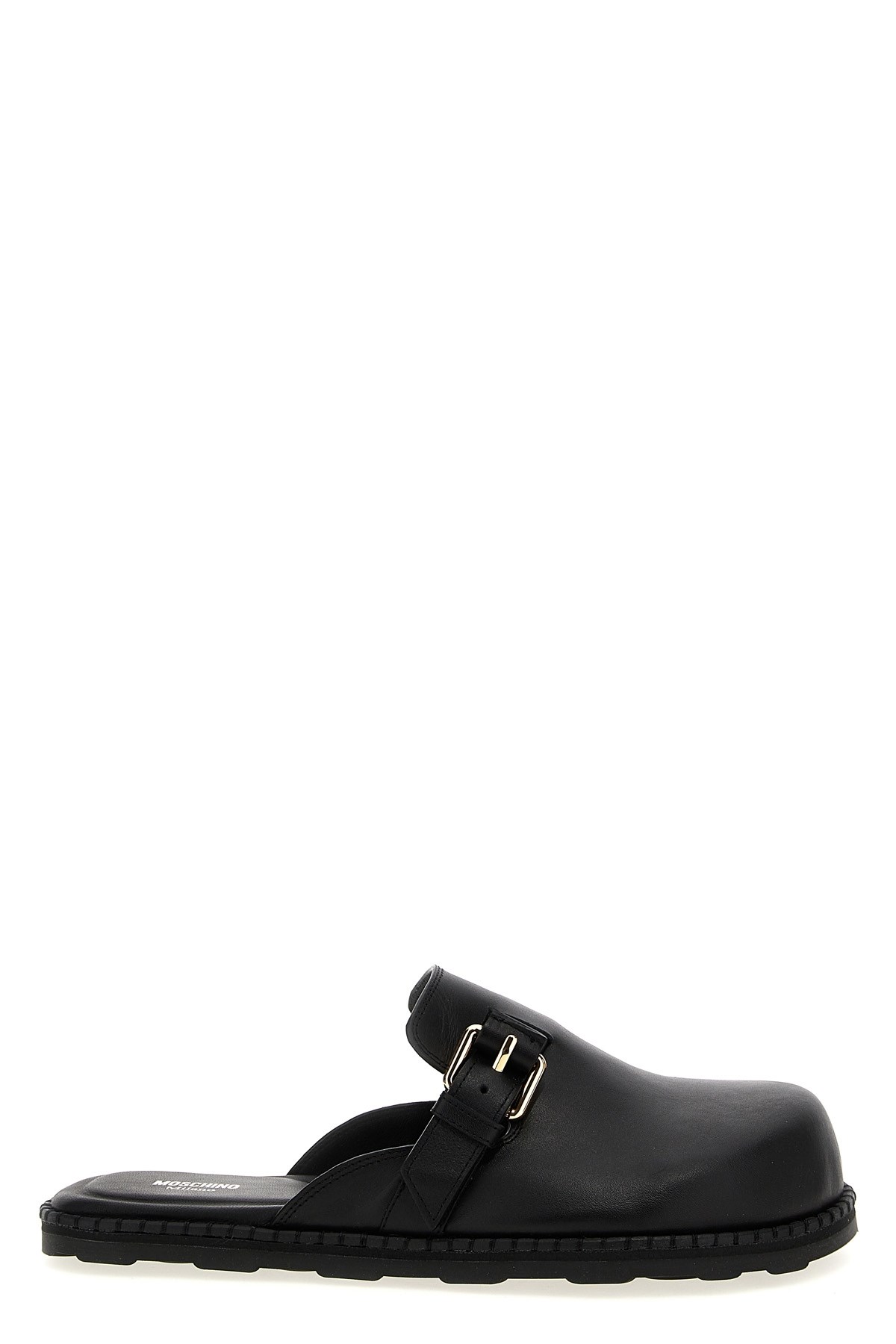 Moschino Black Leather Mule Loafers