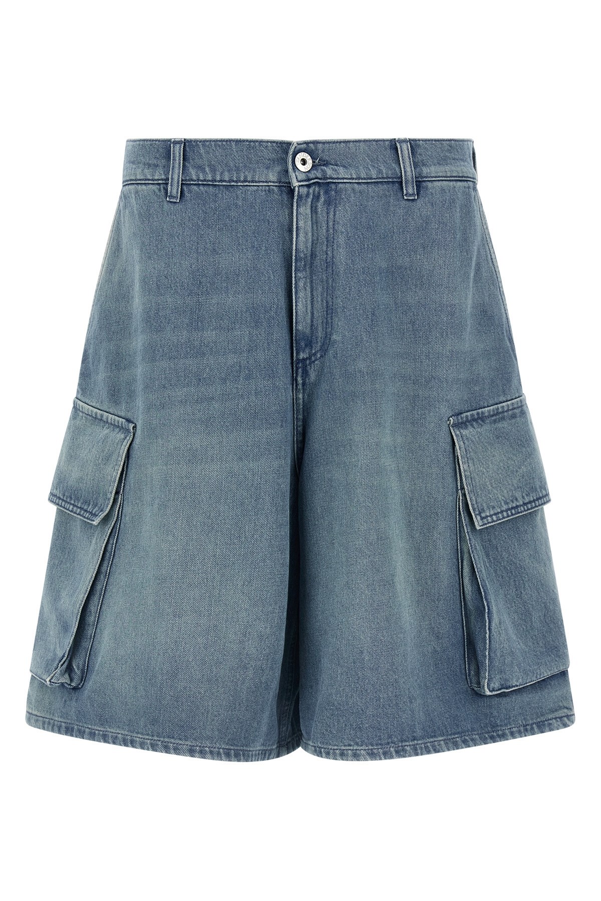 Jw Anderson Light Blue Bermuda Shorts With Cargo Pockets And Logo Patch On The Back