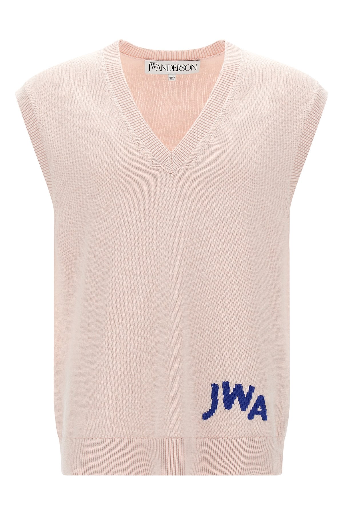 Jw Anderson Pink Sleeveless Vest With V Neck And Contrasting Logo Embroidery On The Front