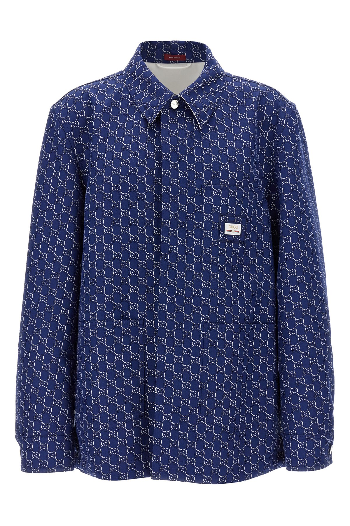 Gucci Gg Logo Long-sleeved Shirt In Blue