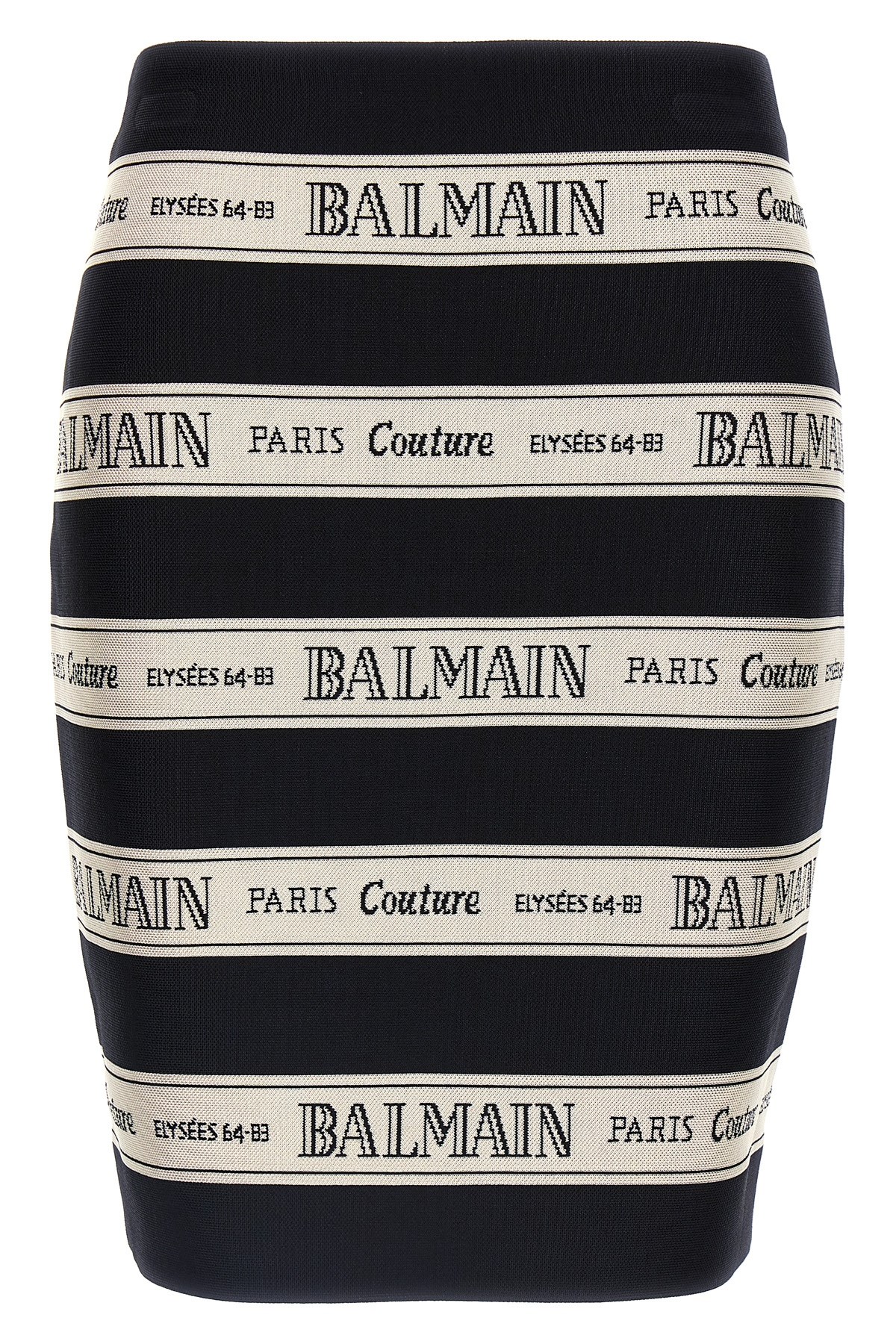 Balmain Ribbon Motif Short Jacquard Skirt In Black