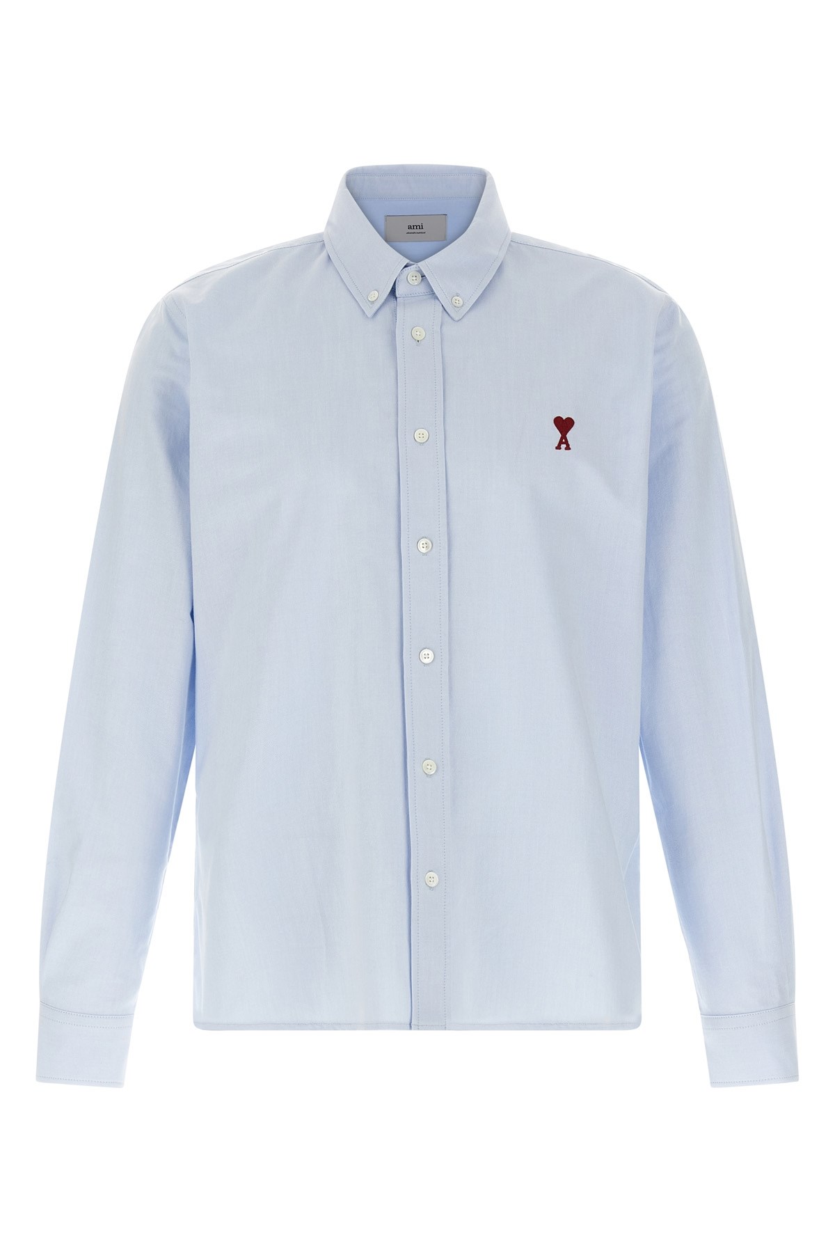 Ami Alexandre Mattiussi Adc Button-down Collar Logo-embroidered Striped Cotton Oxford Shirt In Blue