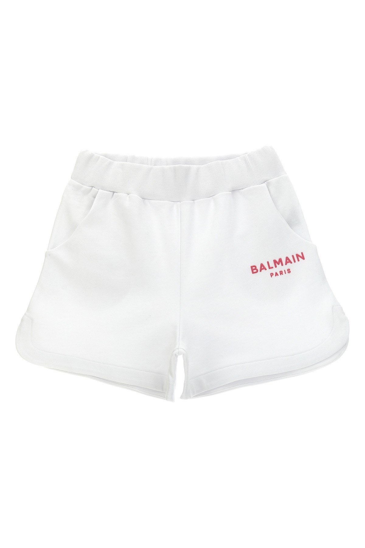 Shop Balmain Kids Embossed Logo Shorts