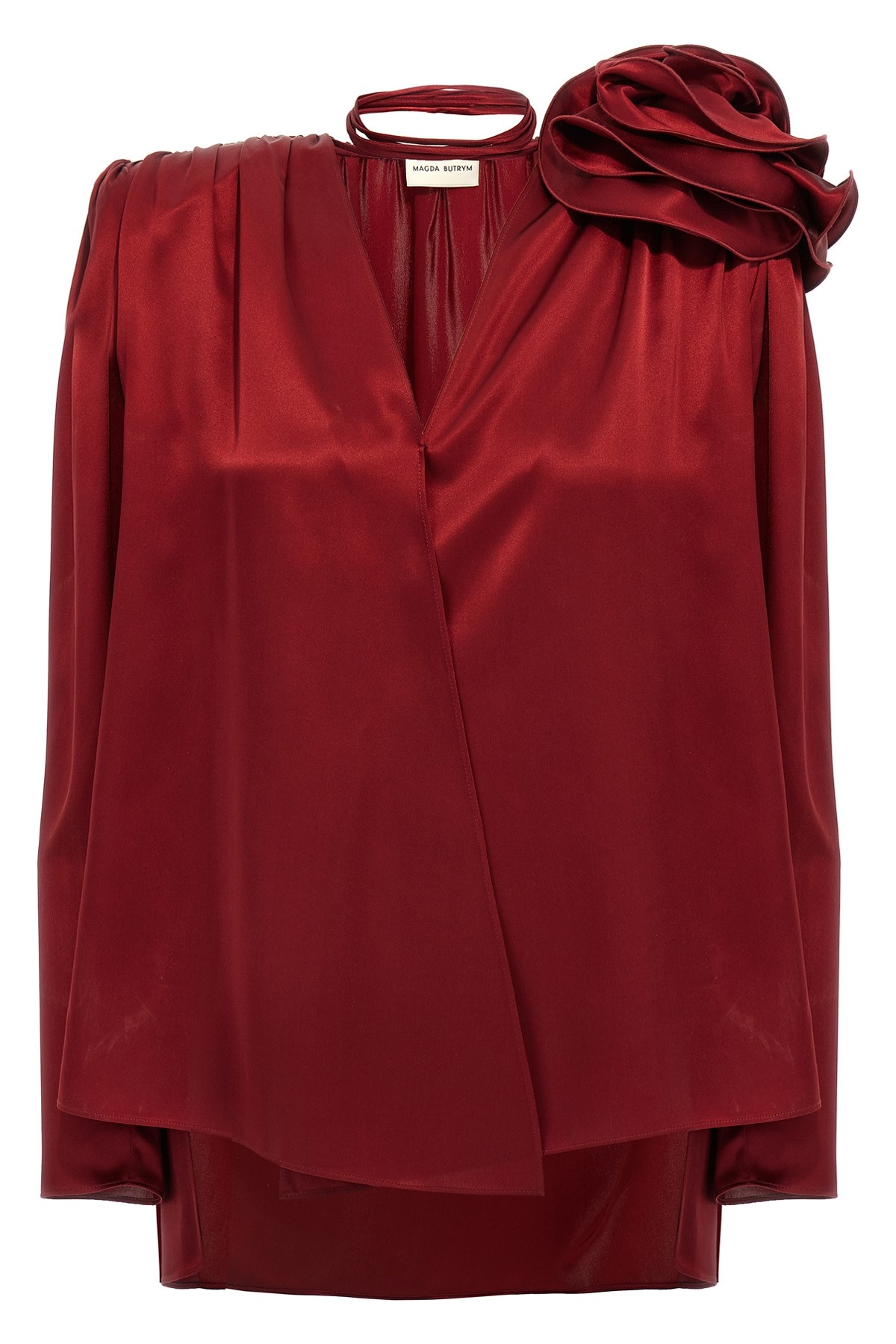 Magda Butrym Satin Blouse W/ Rose Detail