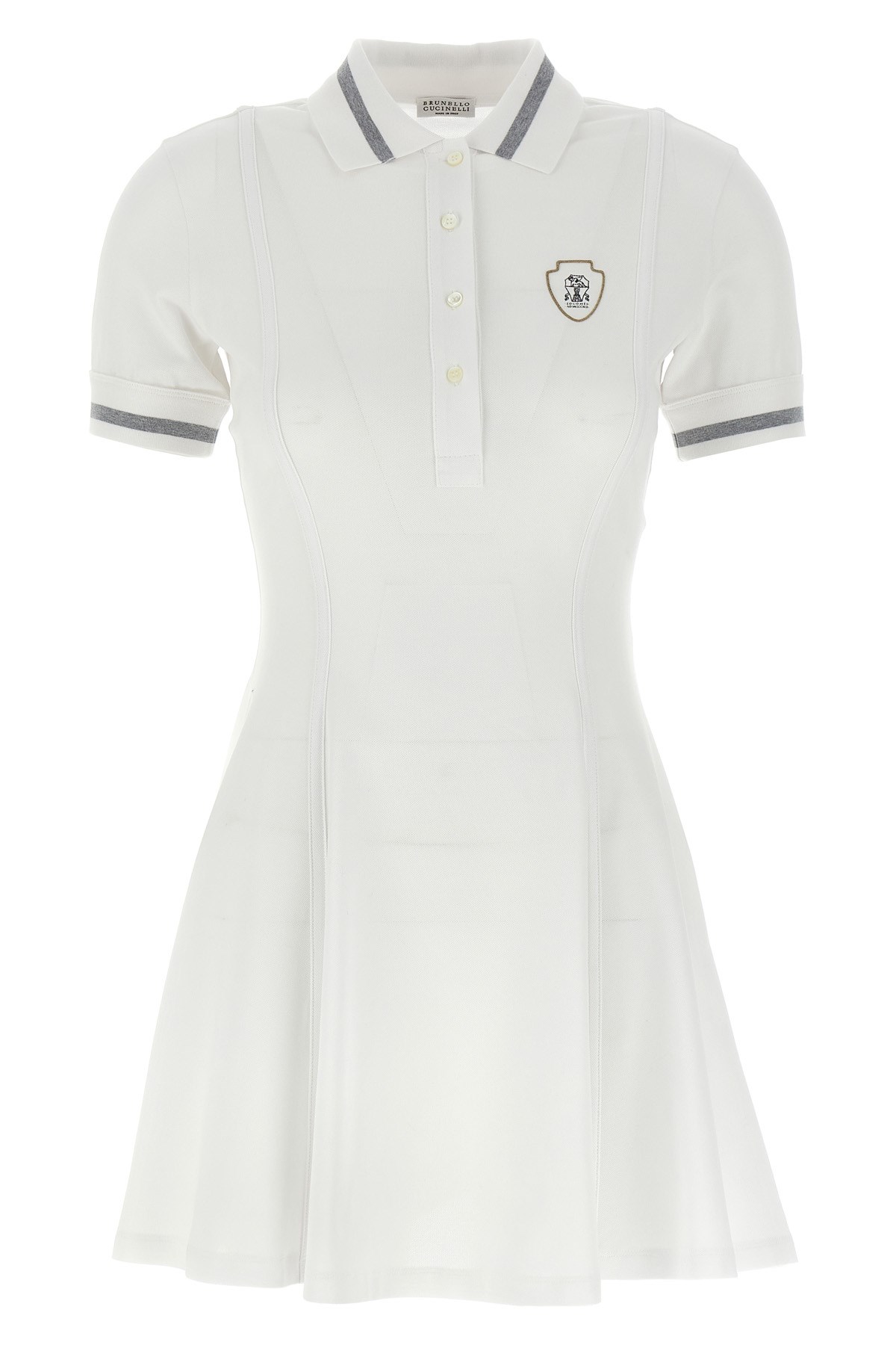 Brunello Cucinelli Logo Embroidery Dress Dresses In White
