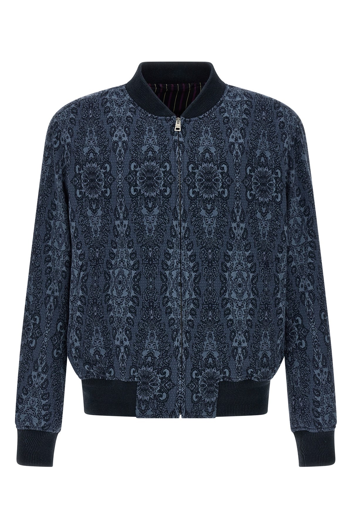 Etro Jacquard Bomber Jacket Casual Jackets And Parka In Blue