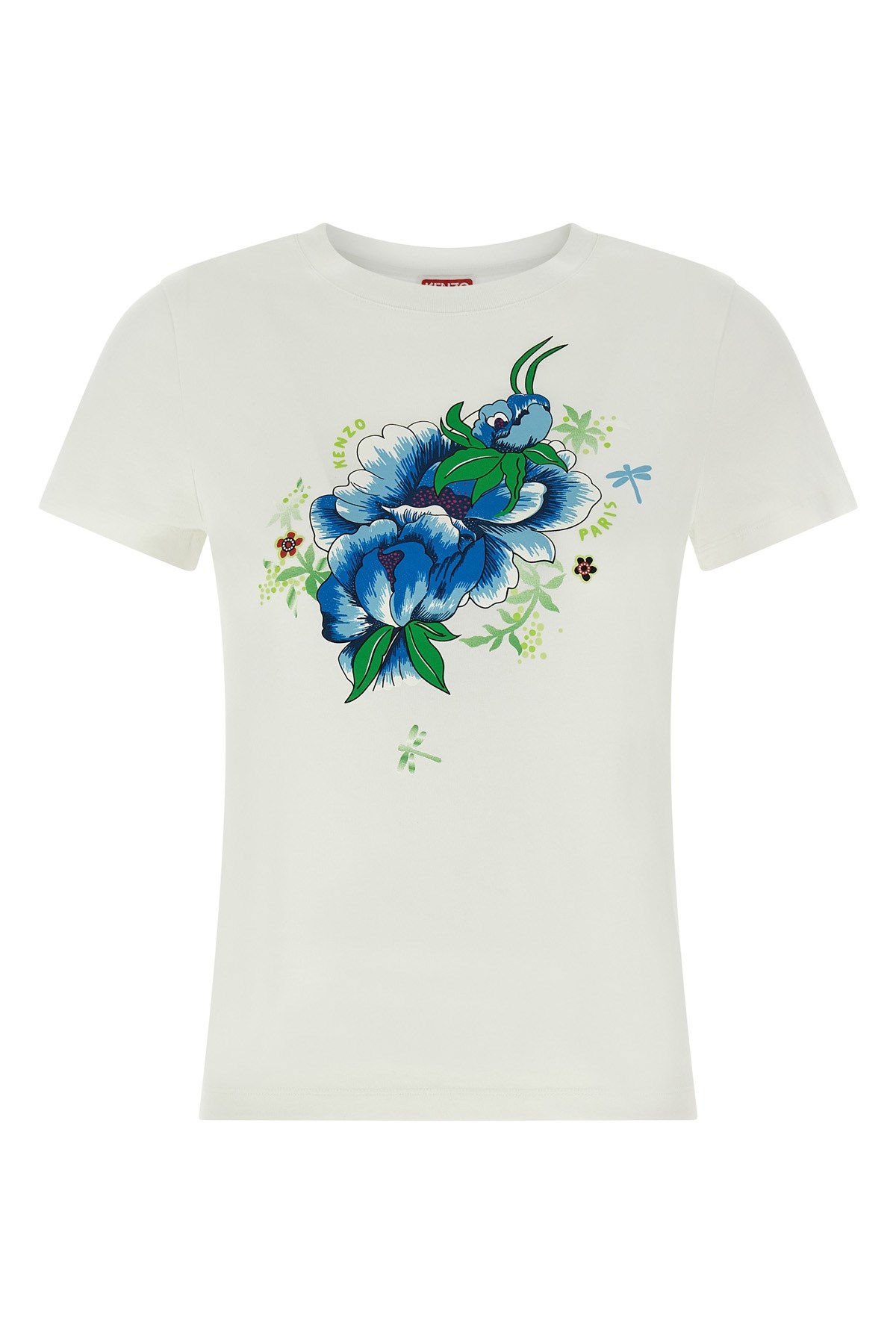 Kenzo 'peonies' Floral Print T-shirt In White