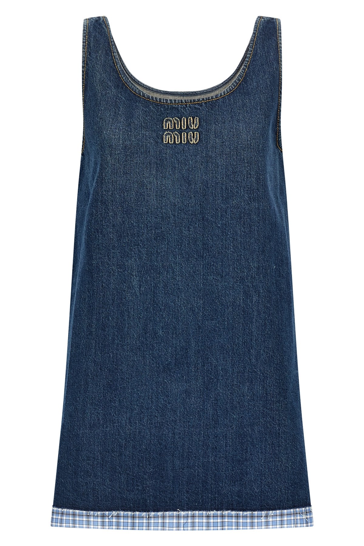 Miu Miu Logo Lettering Denim Mini Dress