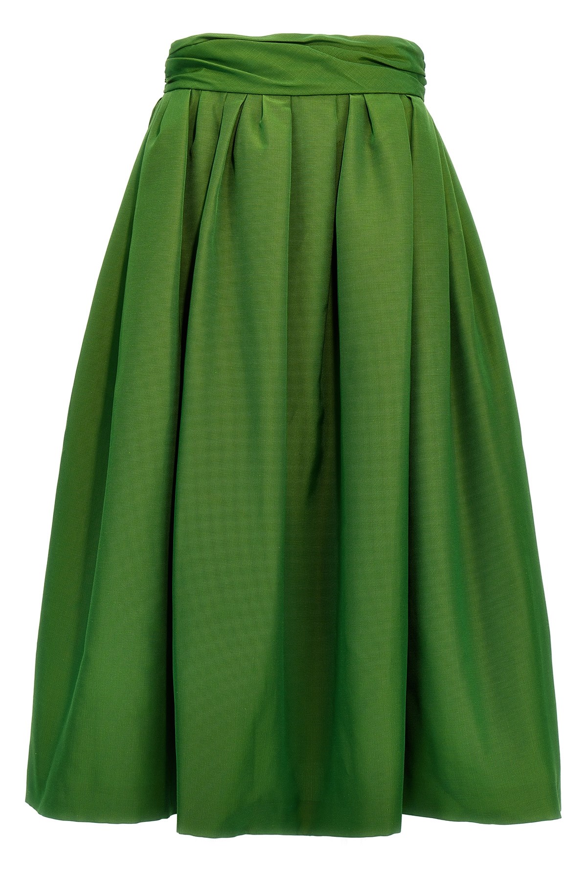 Carolina Herrera High-waisted Midi Skirt With Structured Waistband In Green