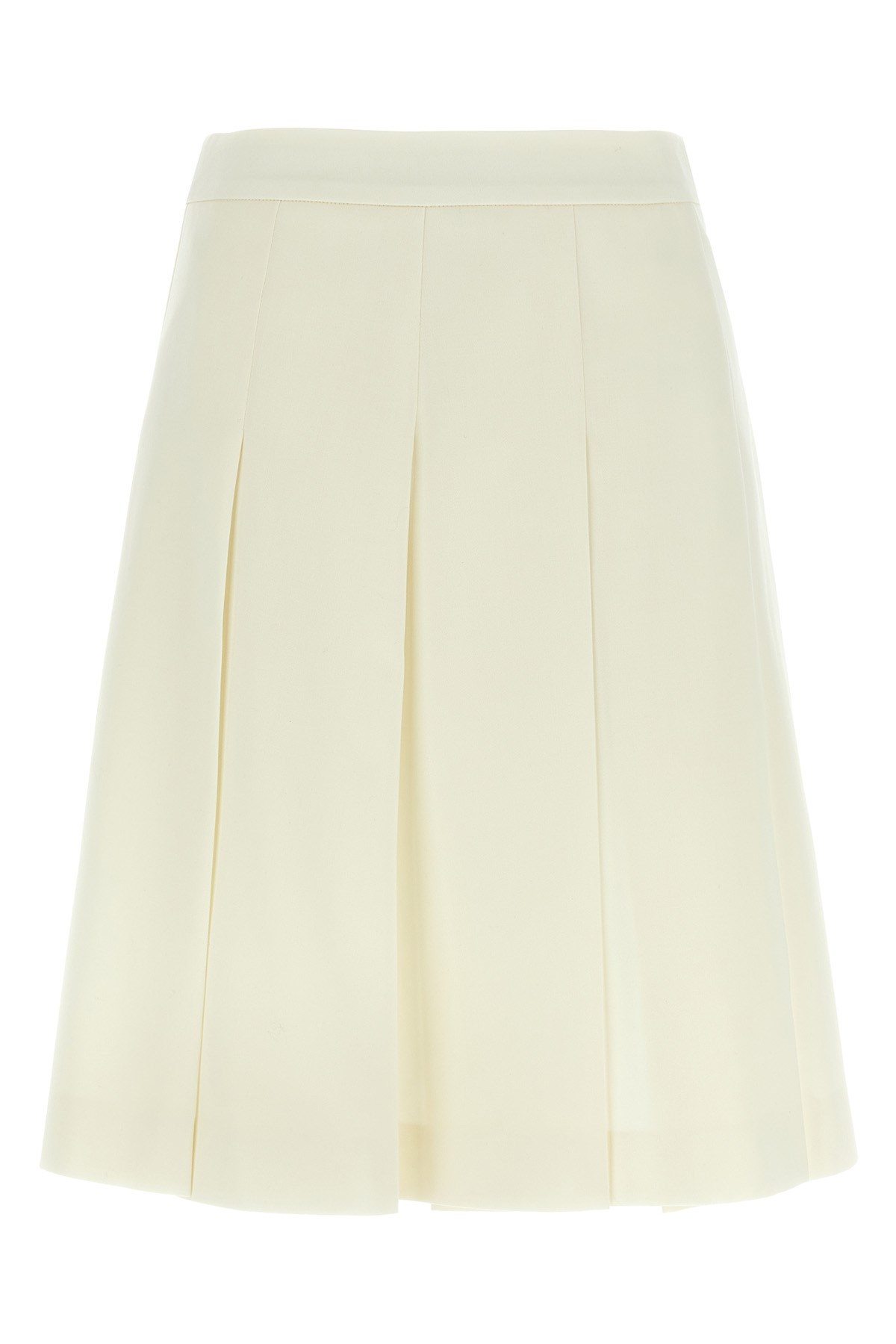 Alessandra Rich Pleated Wool Midi Skirt With Flared Silhouette