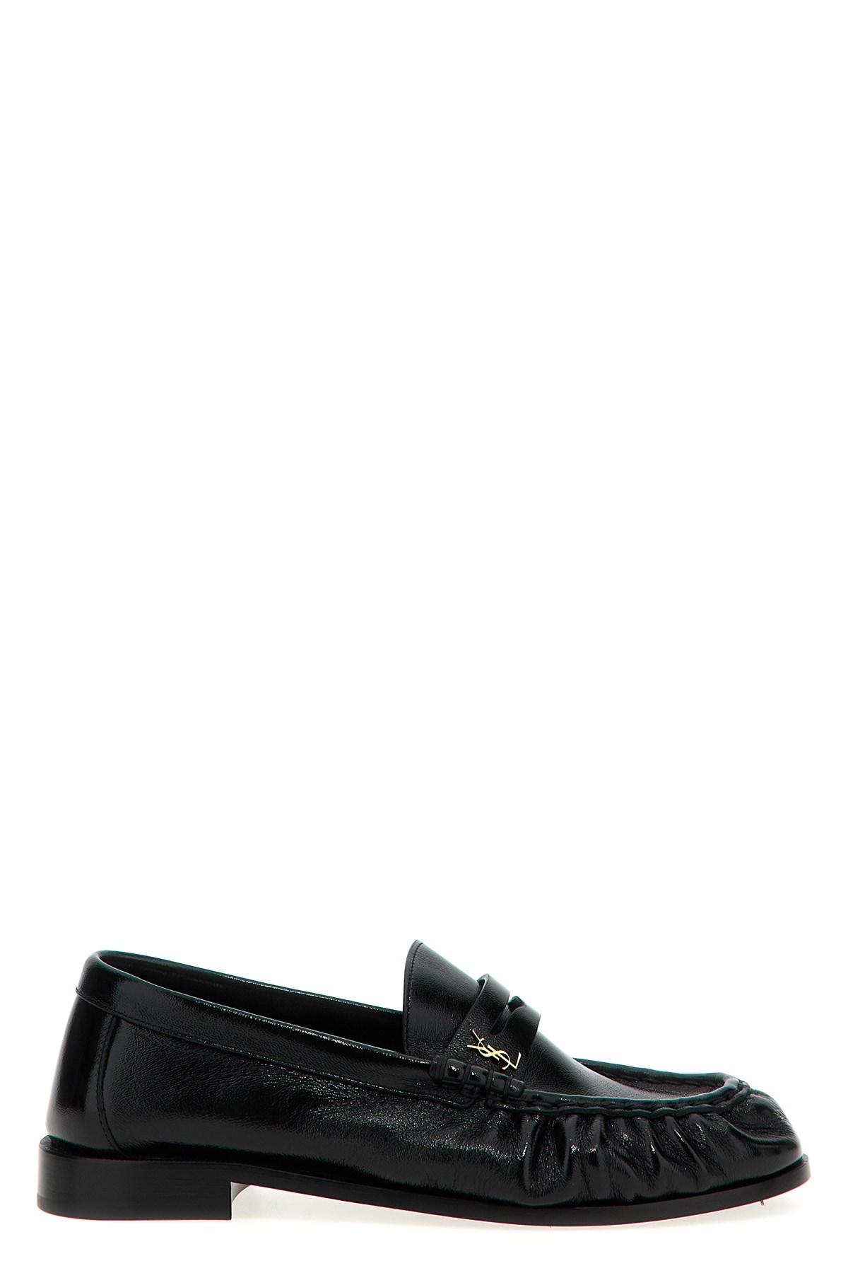 Saint Laurent Le Loafer Loafers In Polished Wrinkled Leather In Black
