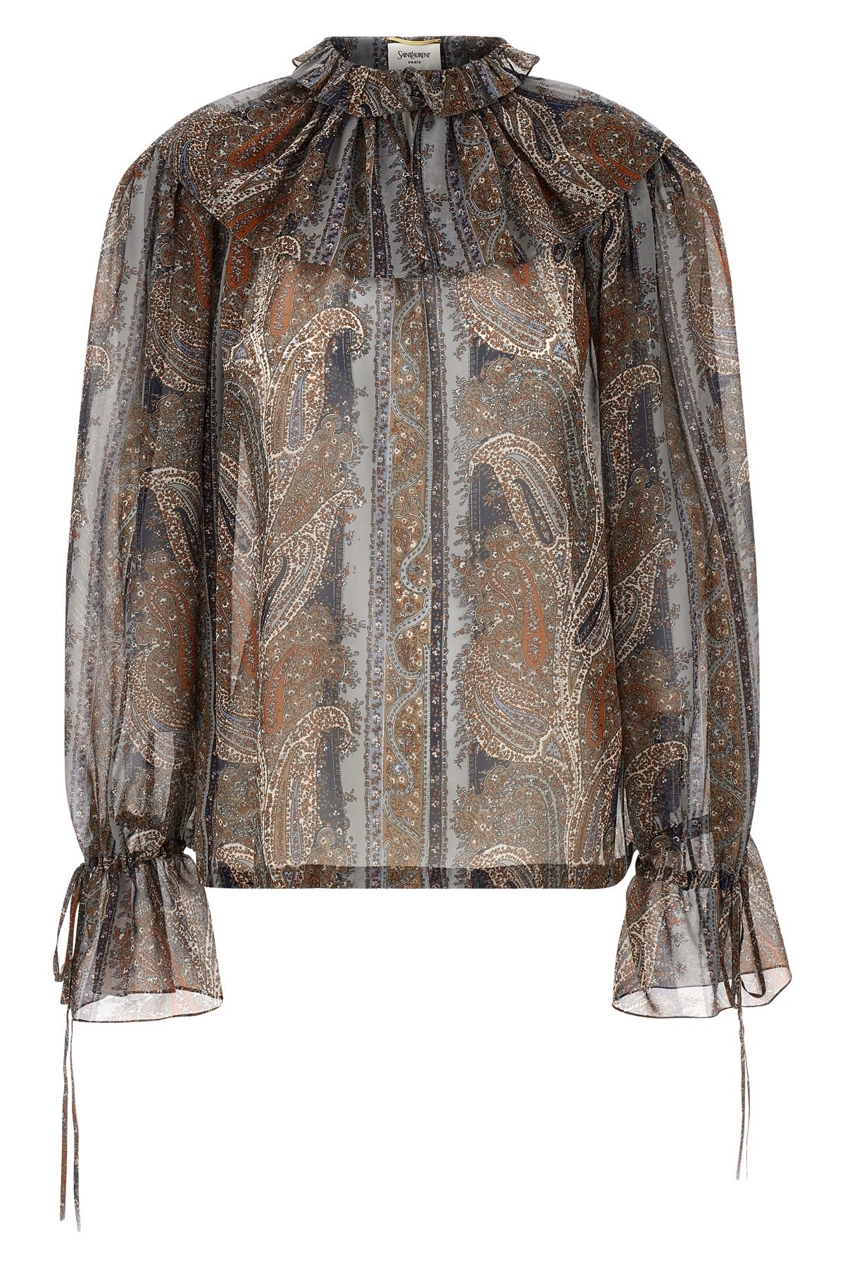 Saint Laurent Silk Blouse Shirt And Blouse Multicolor In Multi