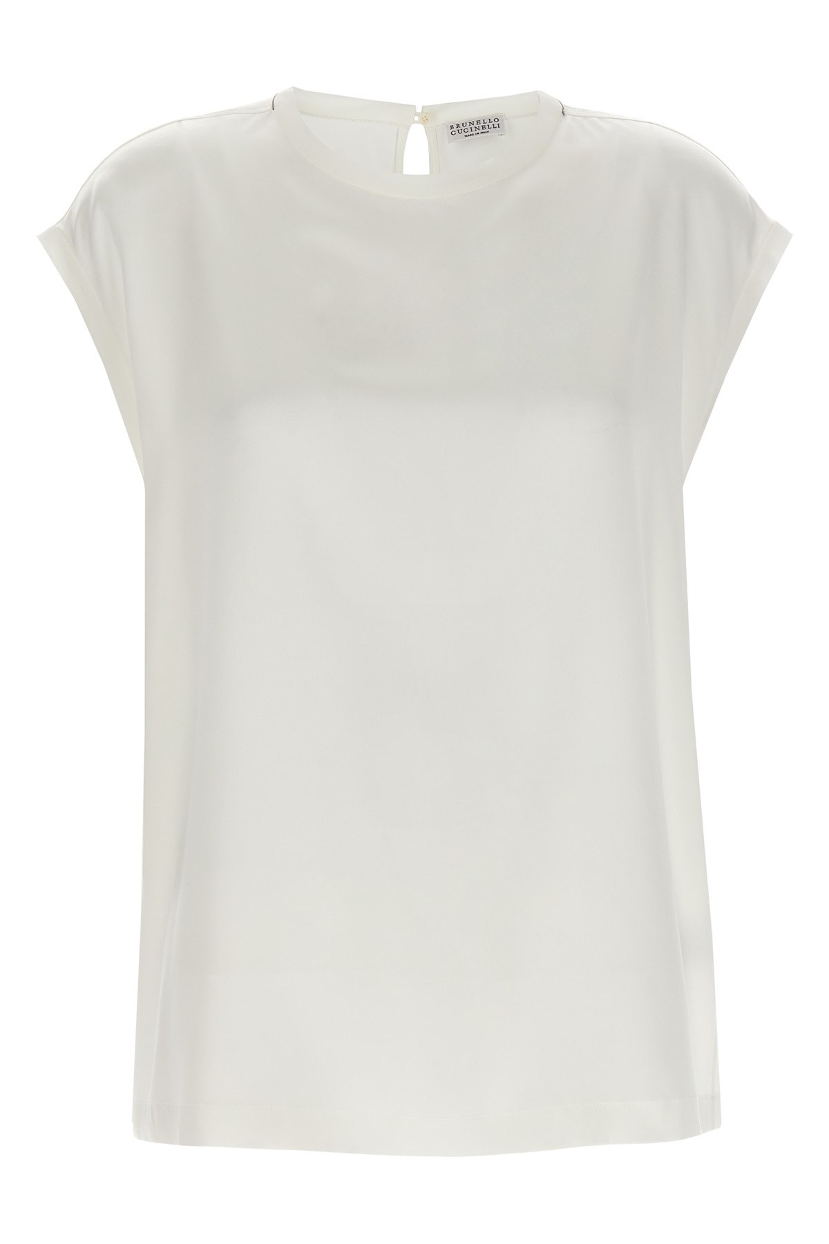 Brunello Cucinelli Silk Satin Top In White