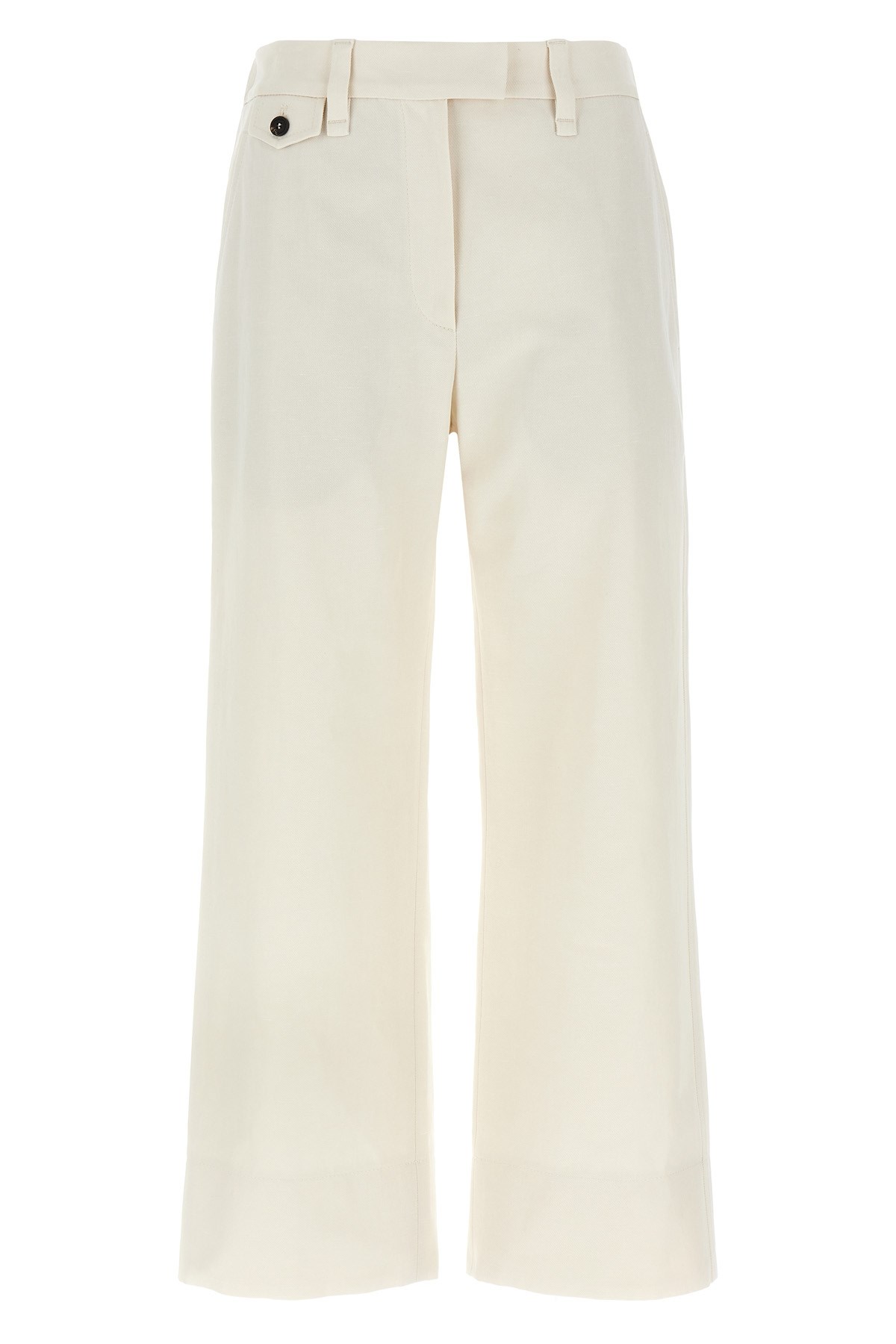 Brunello Cucinelli High-waisted Cotton-linen Pants With Monile Back Detail In White