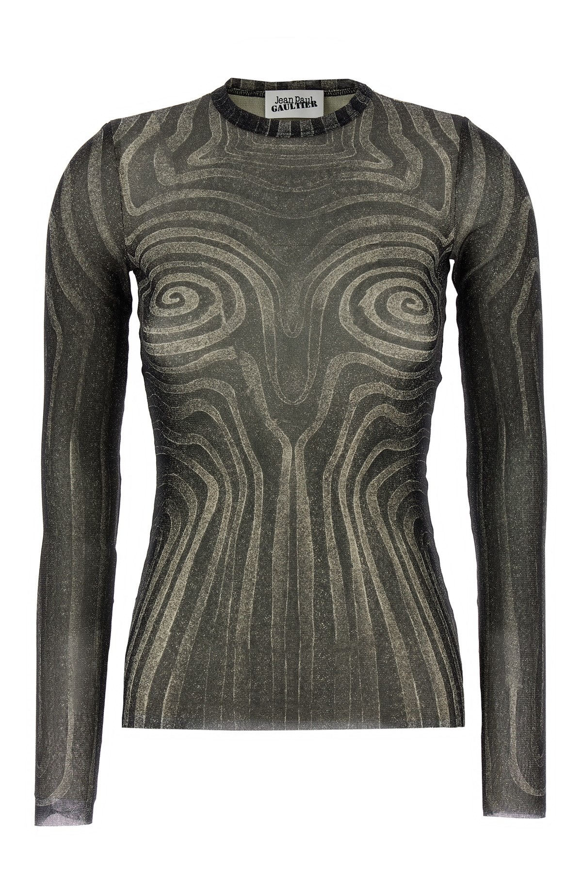 Jean Paul Gaultier Mesh Top With Geometric Pattern And Spiral Print