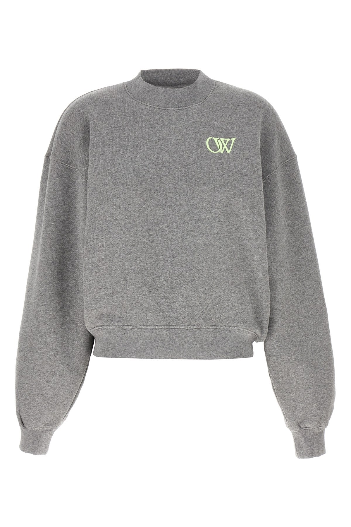 Off-white Embroidered Sweatshirt With Ribbed Cuffs And Hem In Gray