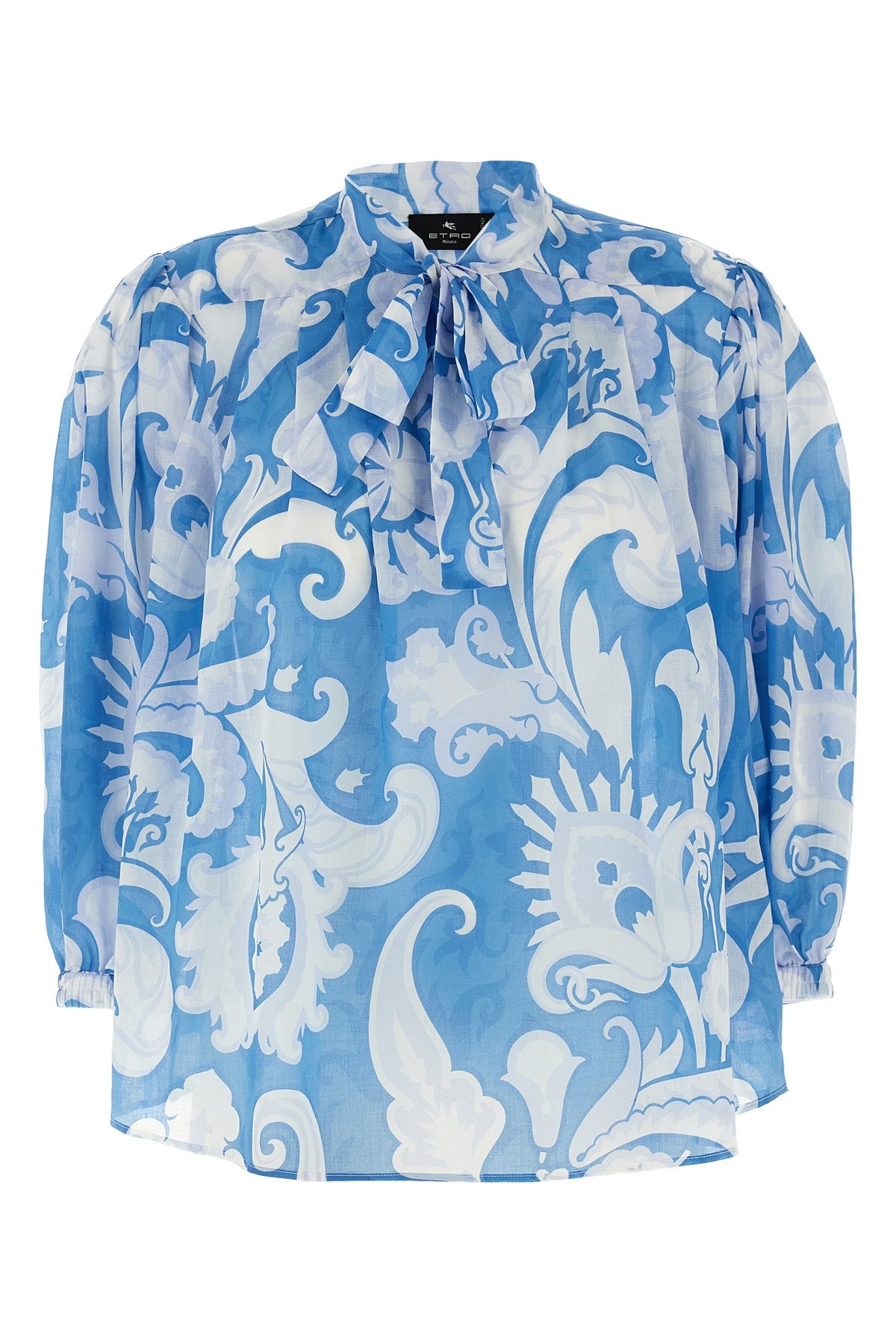 Etro Loose-fit Cotton Shirt With V-neck And Floral Pattern
