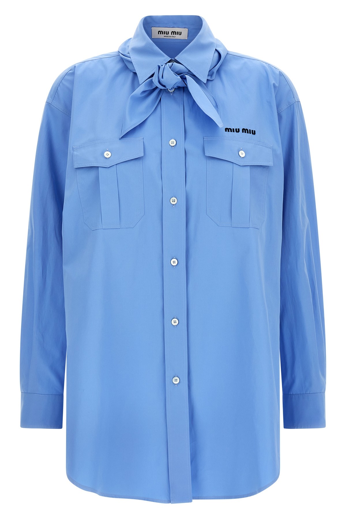Miu Miu Top With Chest Pockets And Long Sleeves