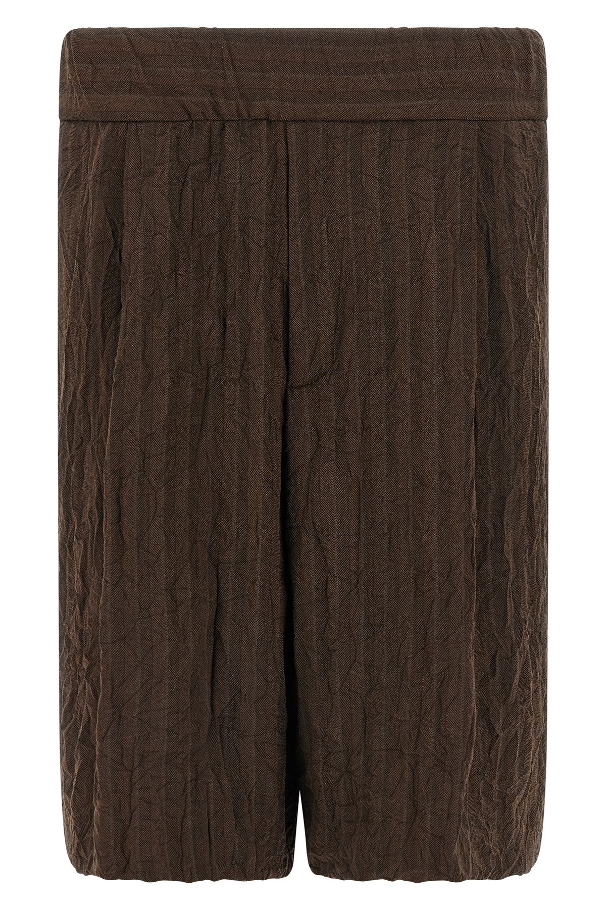 Dries Van Noten Crinkled Knee Length Pleated Bermuda Shorts