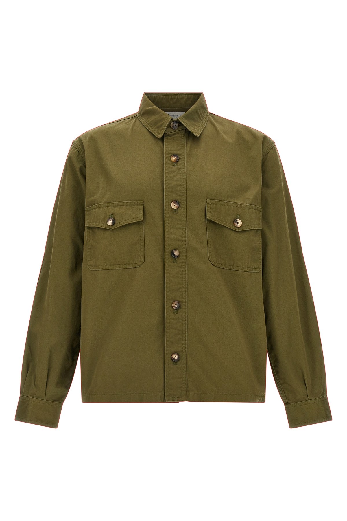 Saint Laurent Green Jacket With Pockets On The Front In Cotton Man In Green
