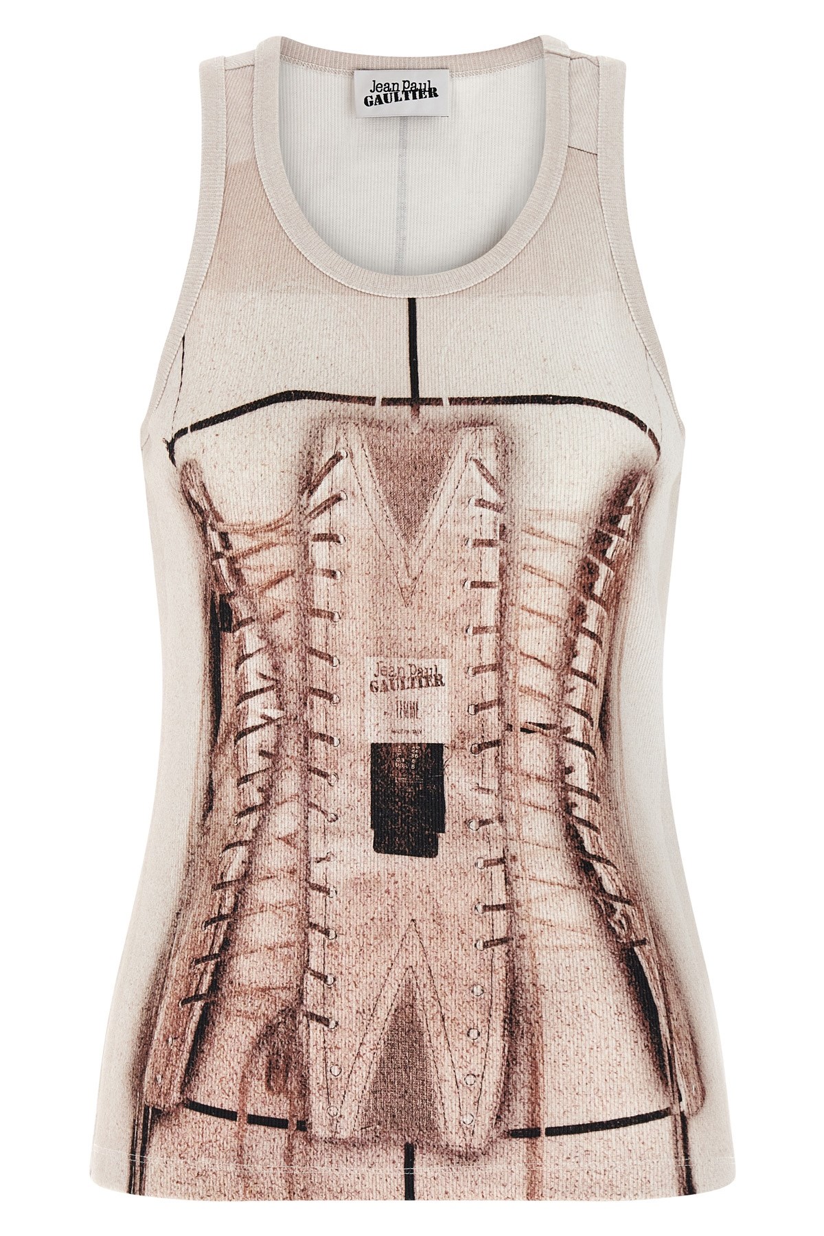 Jean Paul Gaultier Printed Ribbed Sleeveless Top