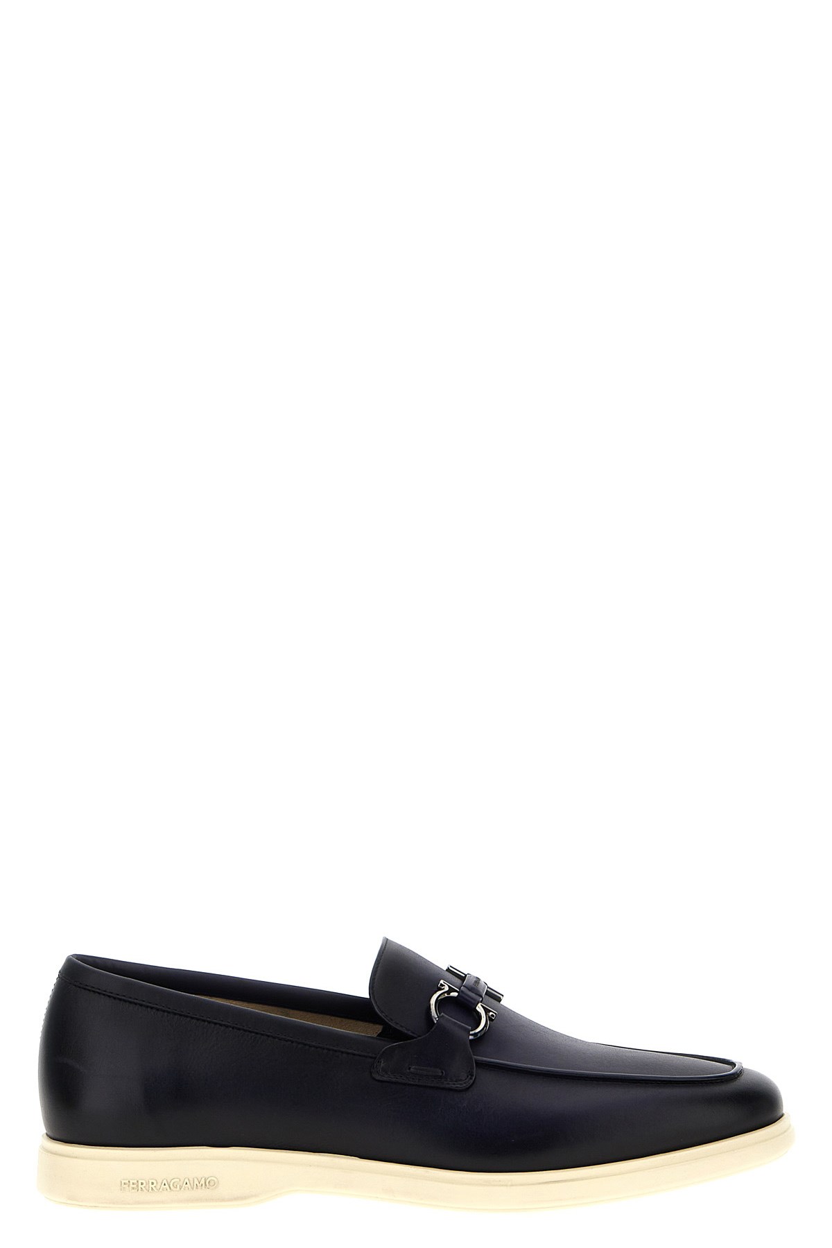 Ferragamo Leather Loafers With Gancini Ornament