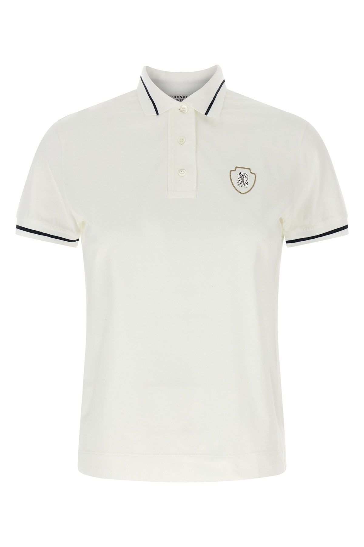 Brunello Cucinelli White Polo Shirt With Logo Printed On The Front In Cotton Jersey Woman