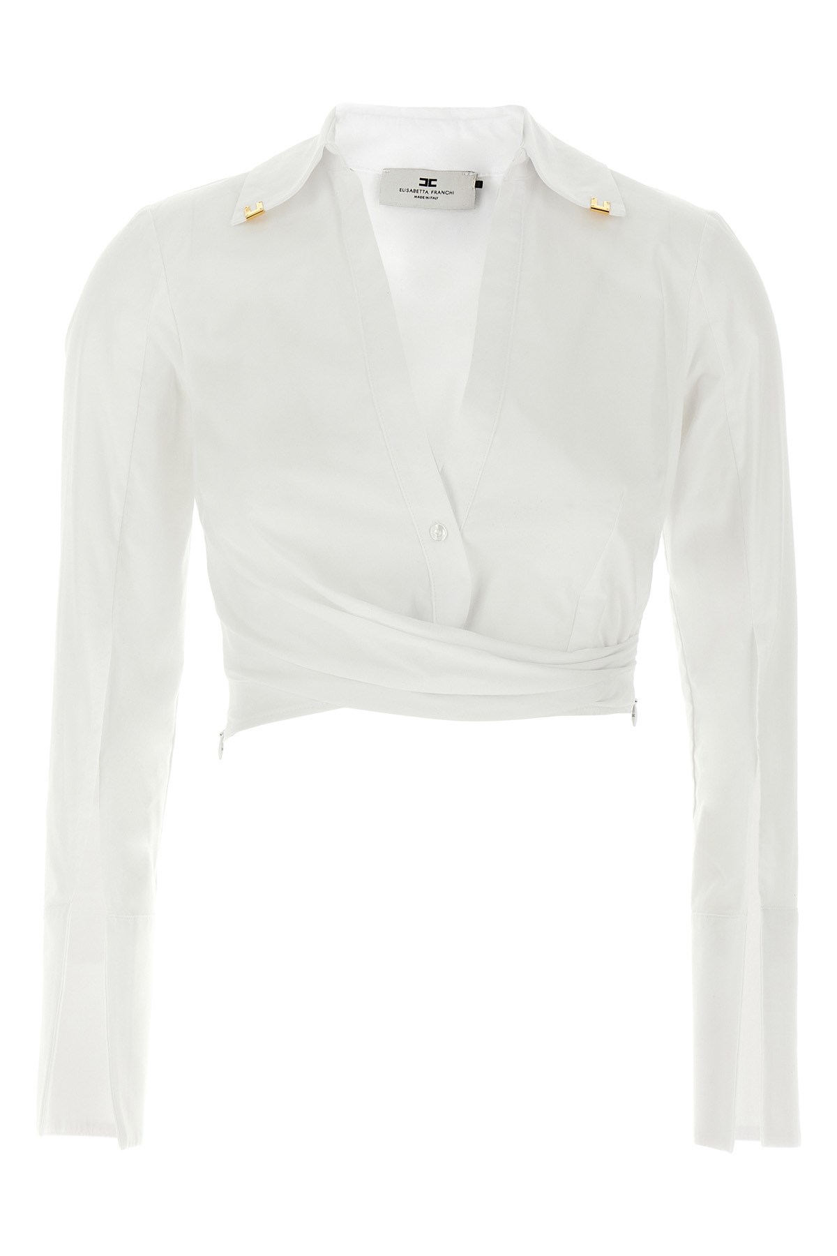 Elisabetta Franchi Cropped Shirt With Button And Collar Detail